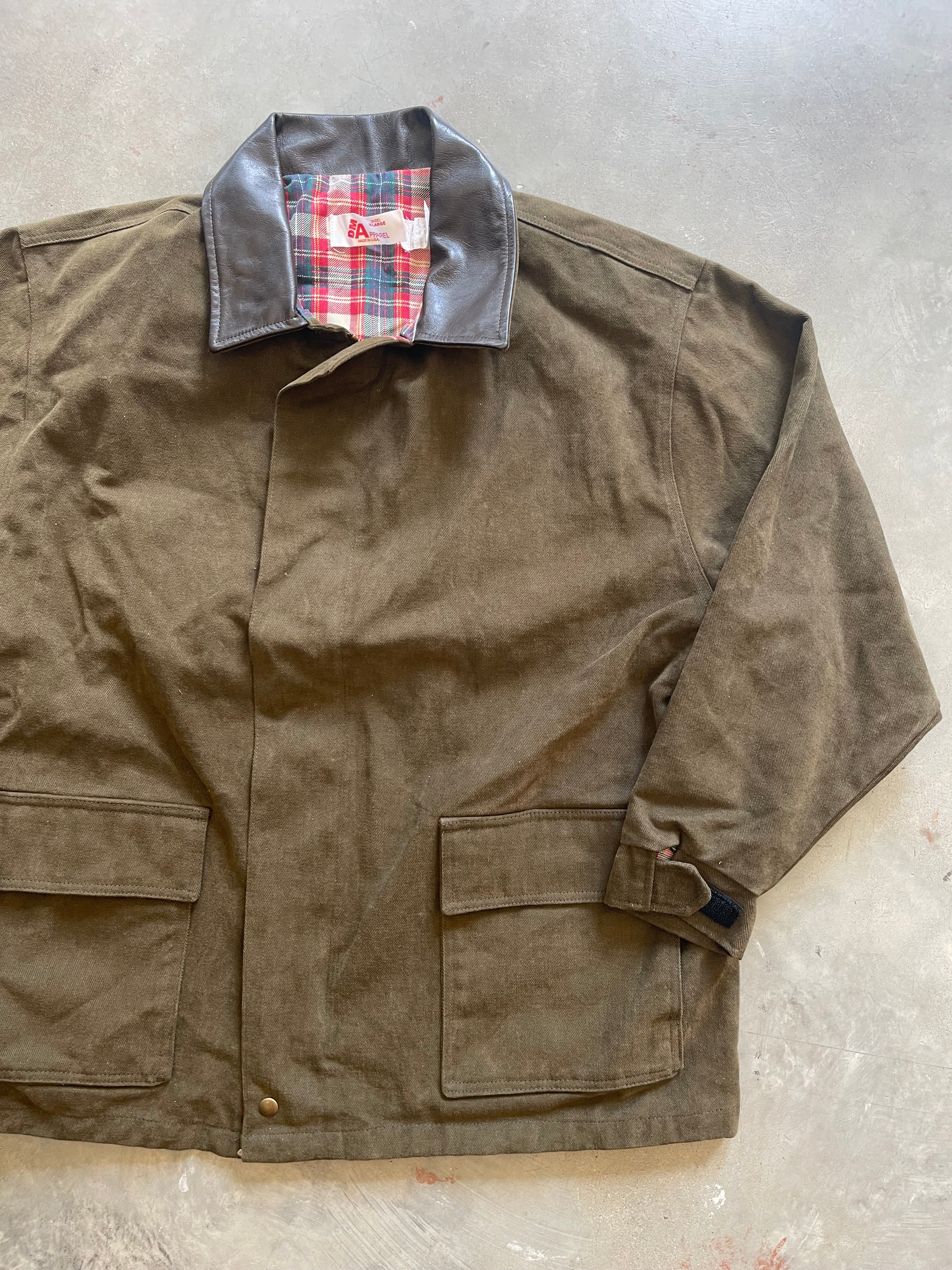 Vintage Leather Collar Barn Coat (XL)