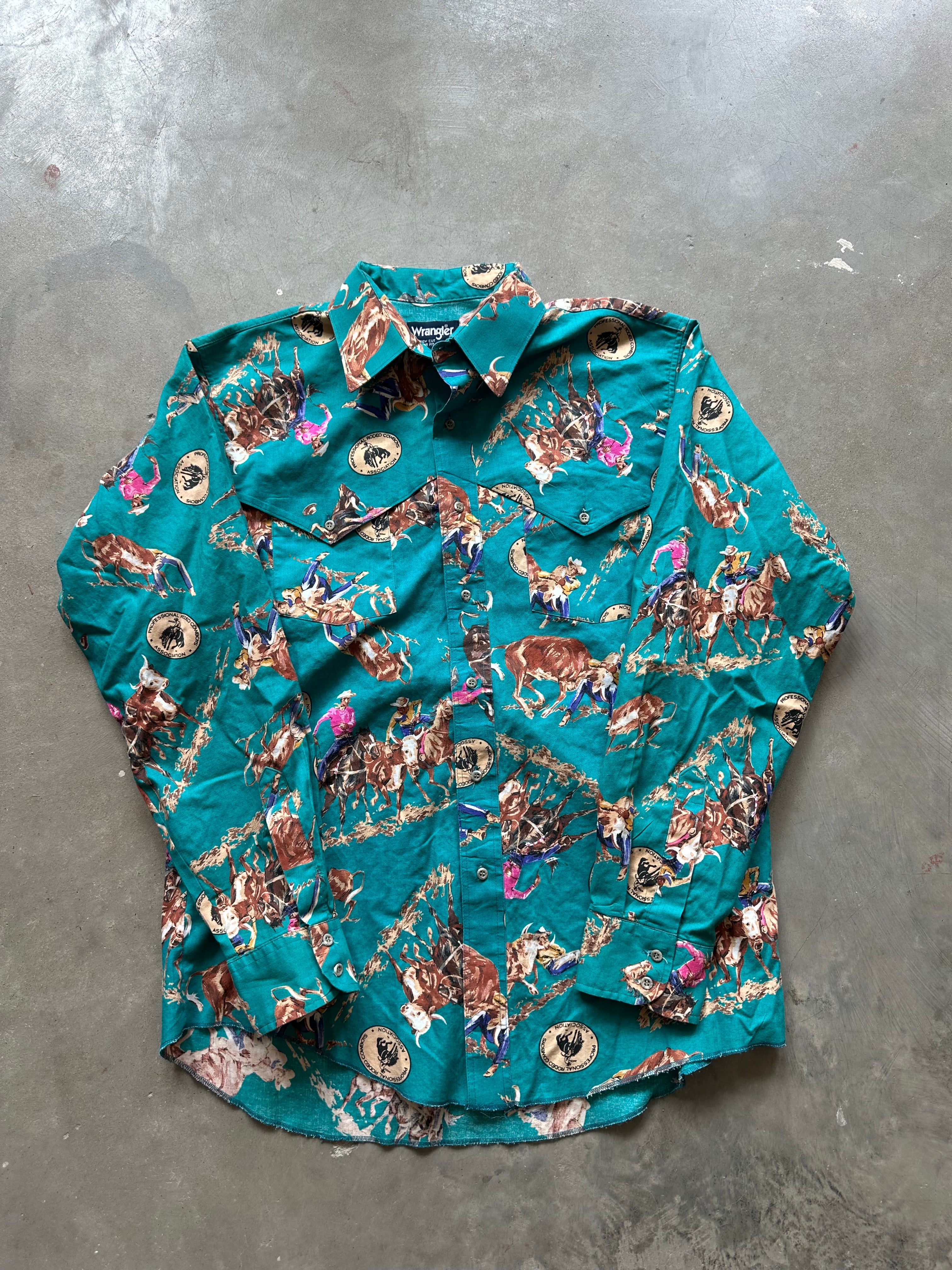 1990’s Wrangler Professional Rodeo Cowboys Association Button Up (M)