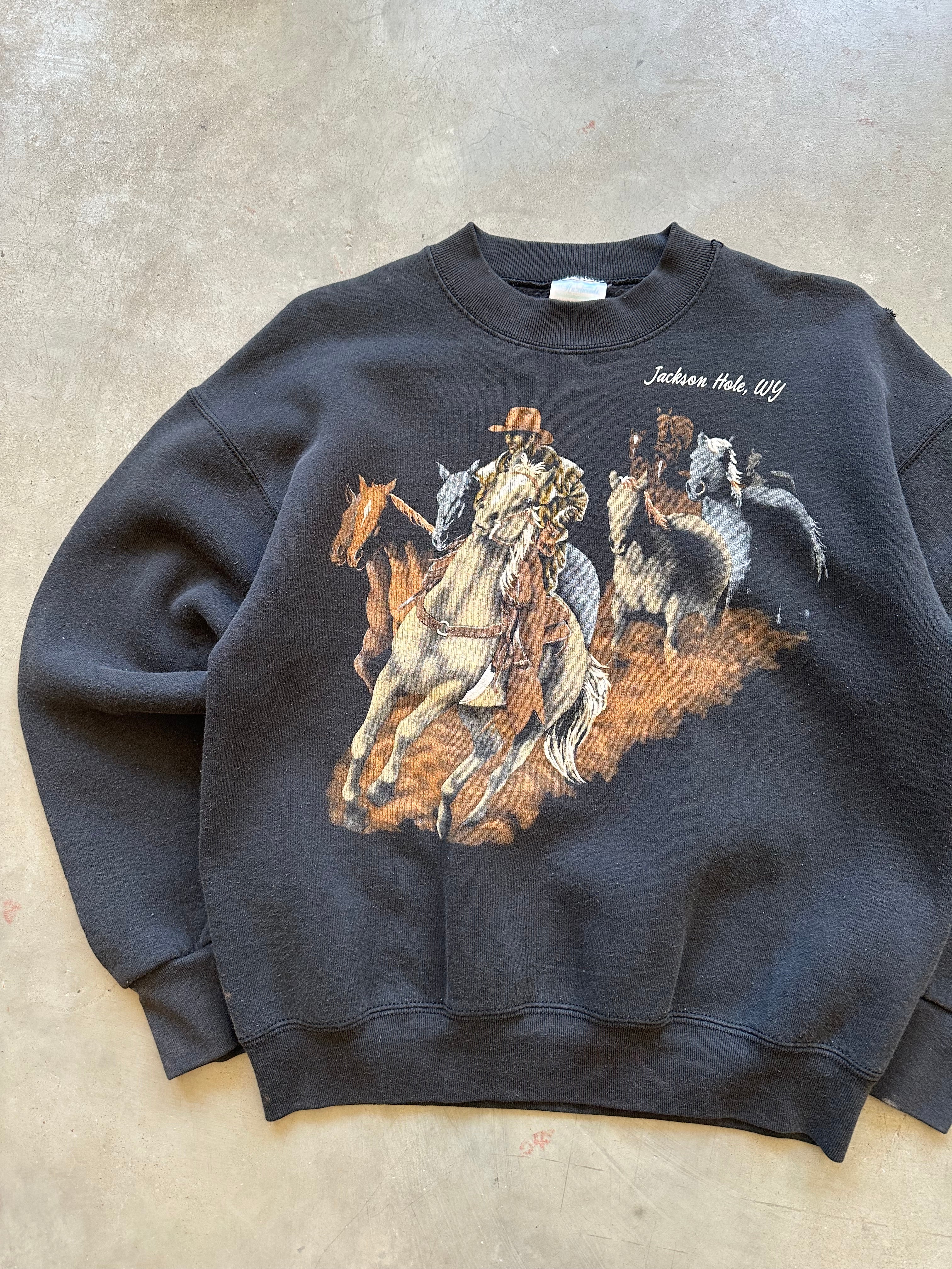 Vintage Jackson Hole Wyoming Cowboy Crewneck (S)