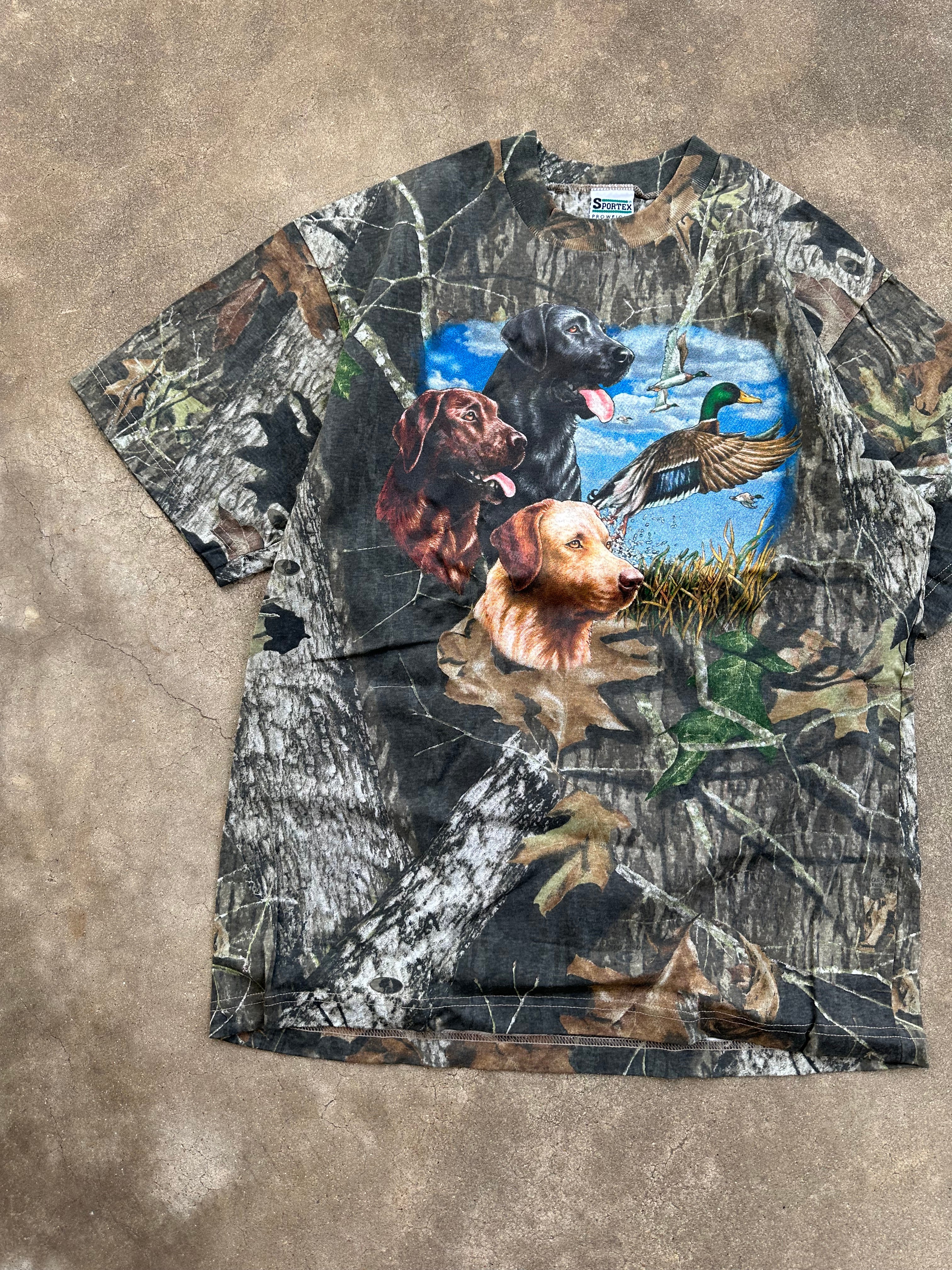 1990s Dogs & Ducks Camo T-Shirt (XL)