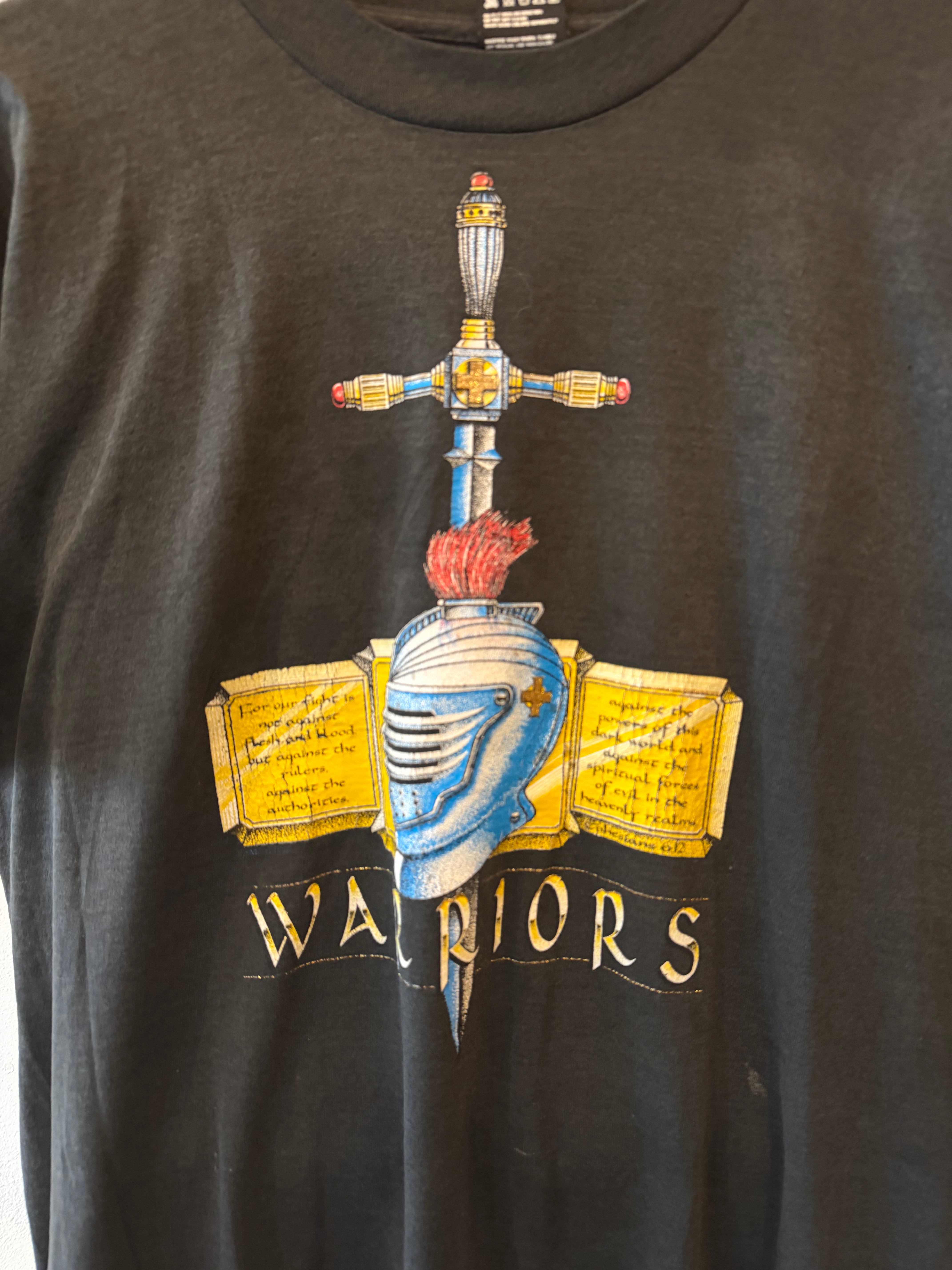 1990s Faded Warriors Ephesians 6:12 T-Shirt (XL)