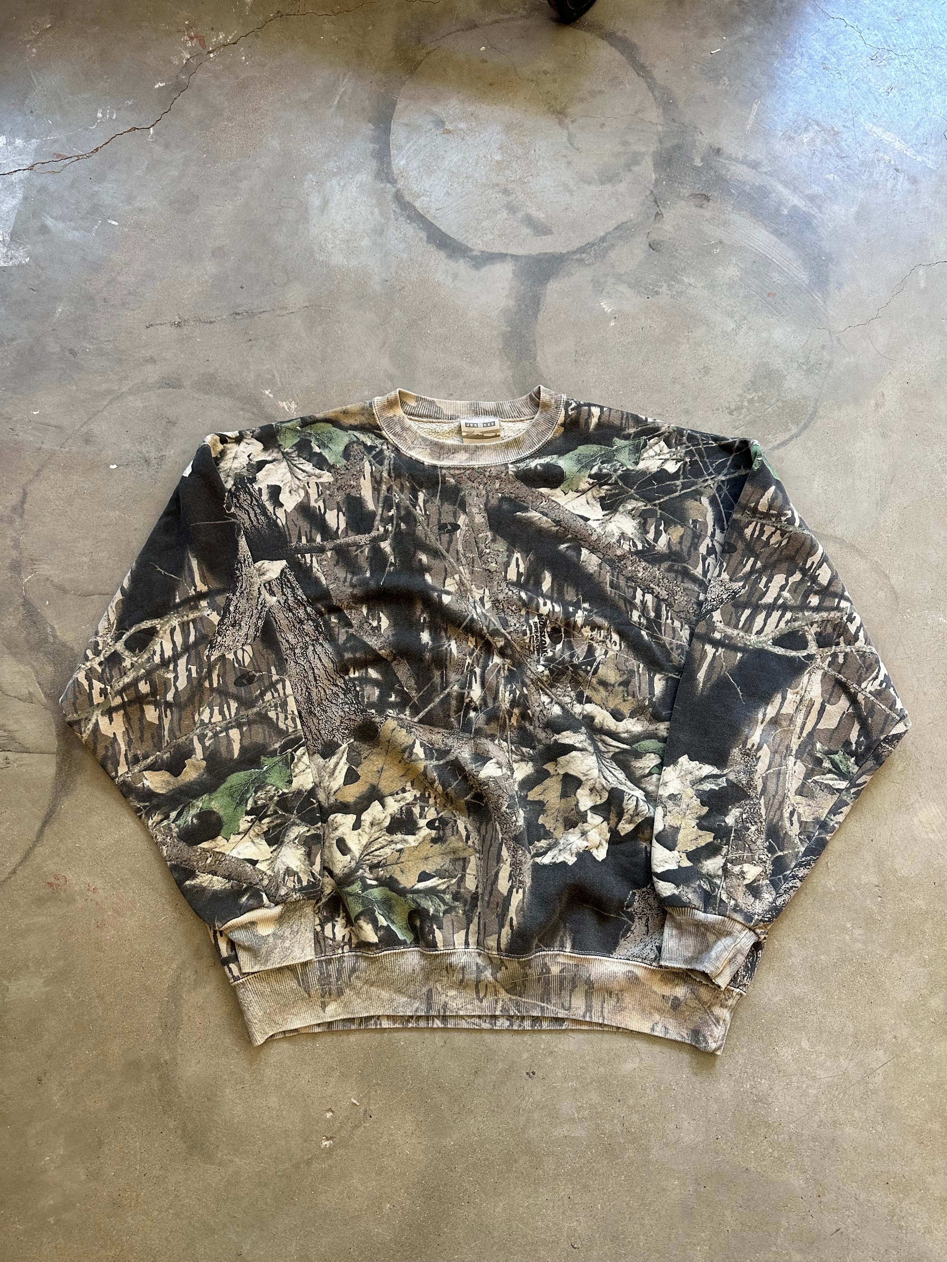1990s Faded Mossy Oak Camo Crewneck (L/XL)
