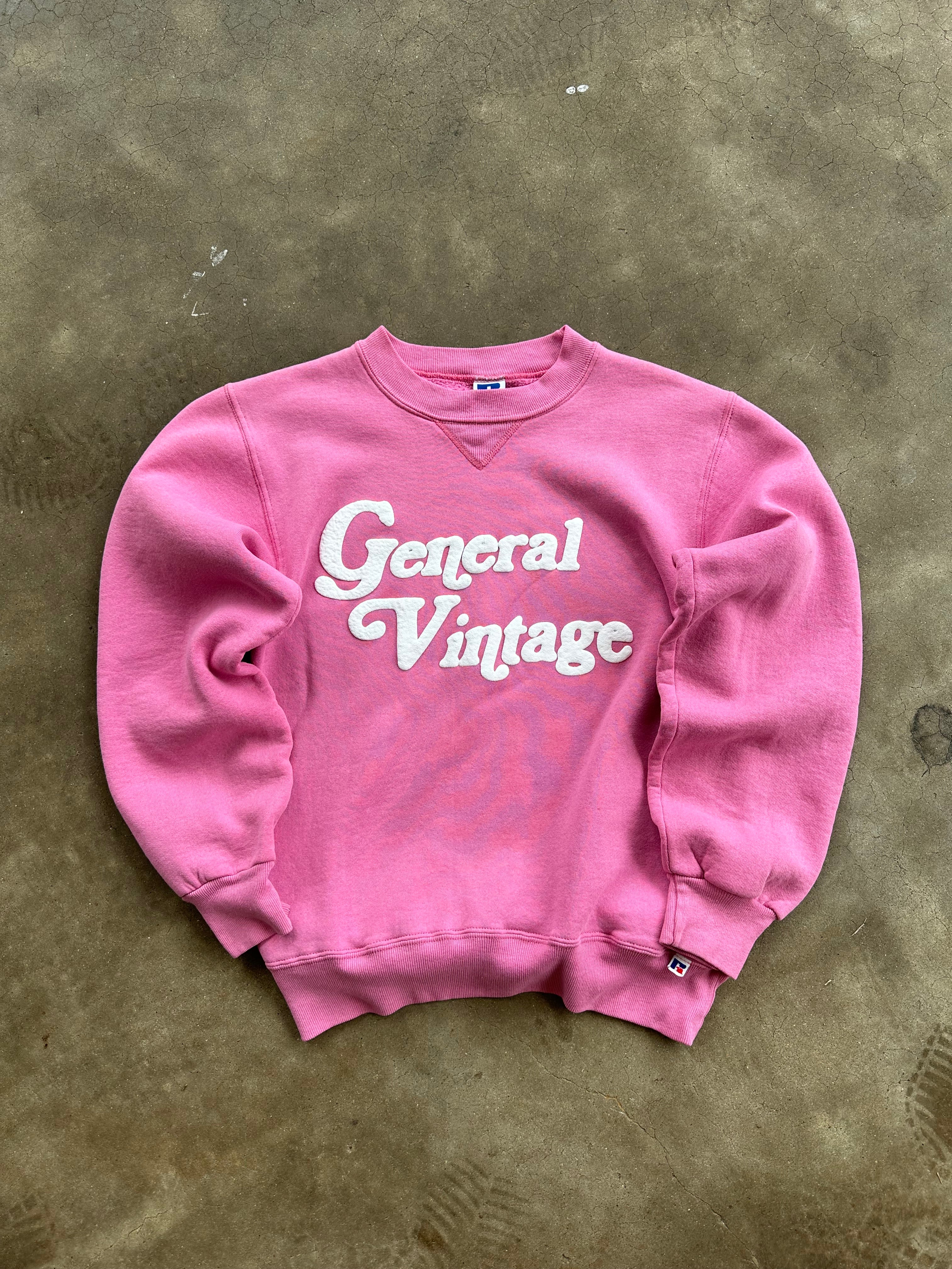 General Vintage Pink Puff Print Crewneck