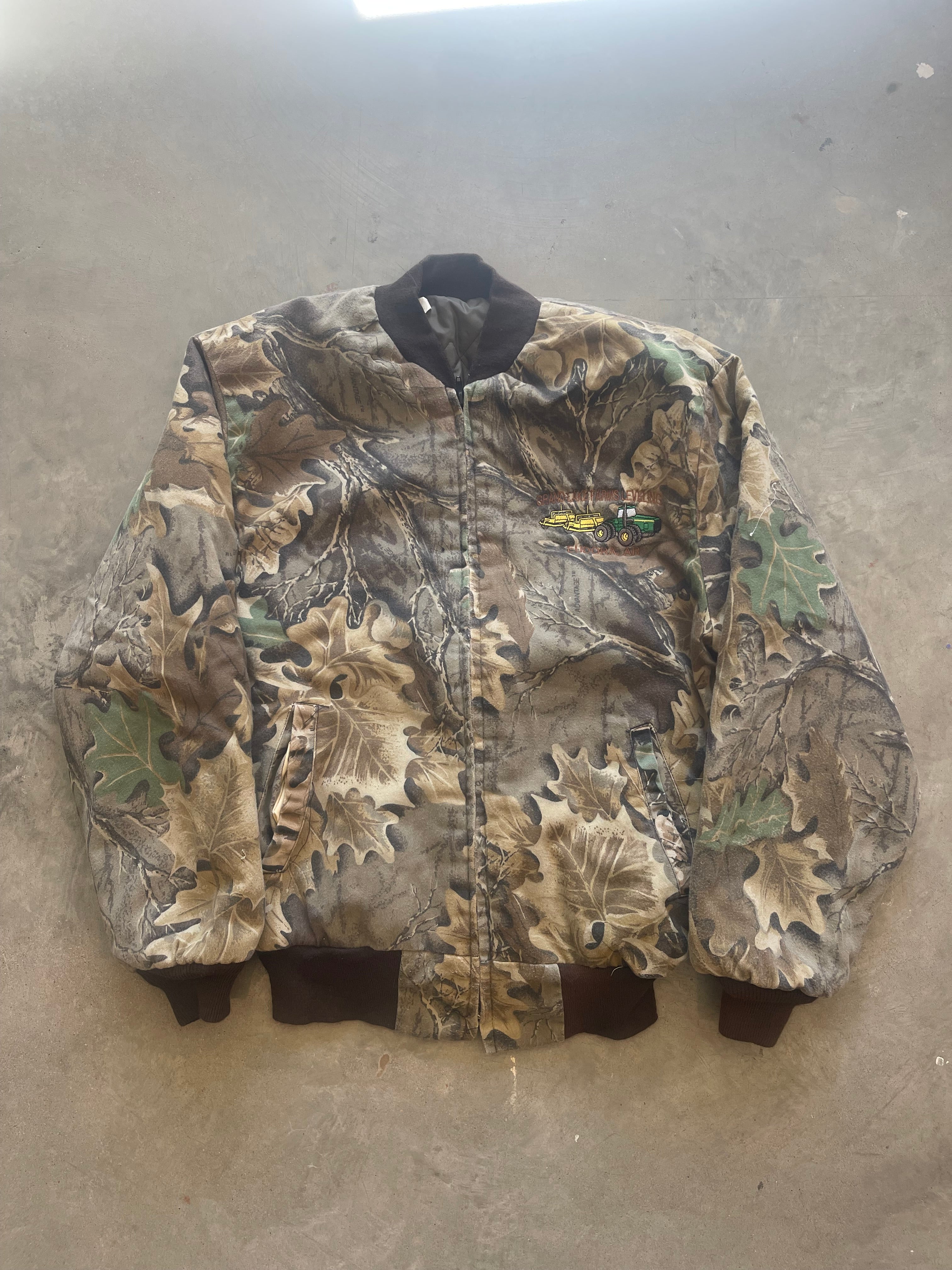 Vintage Realtree Advantage Camo Grand Lake Farms Bomber Jacket (M)
