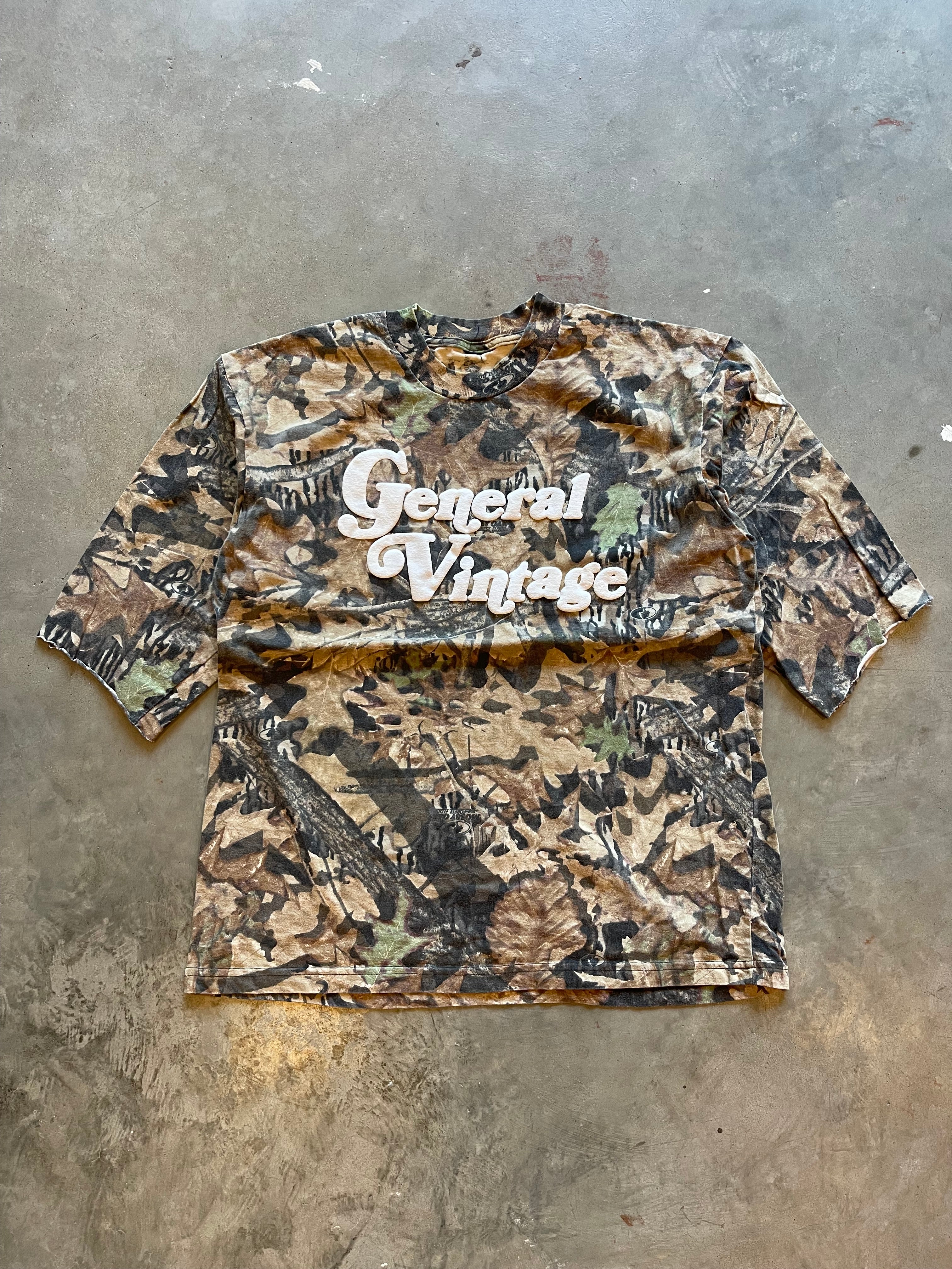 General Vintage Camo Puff Print Cut Sleeves Shirt (L)