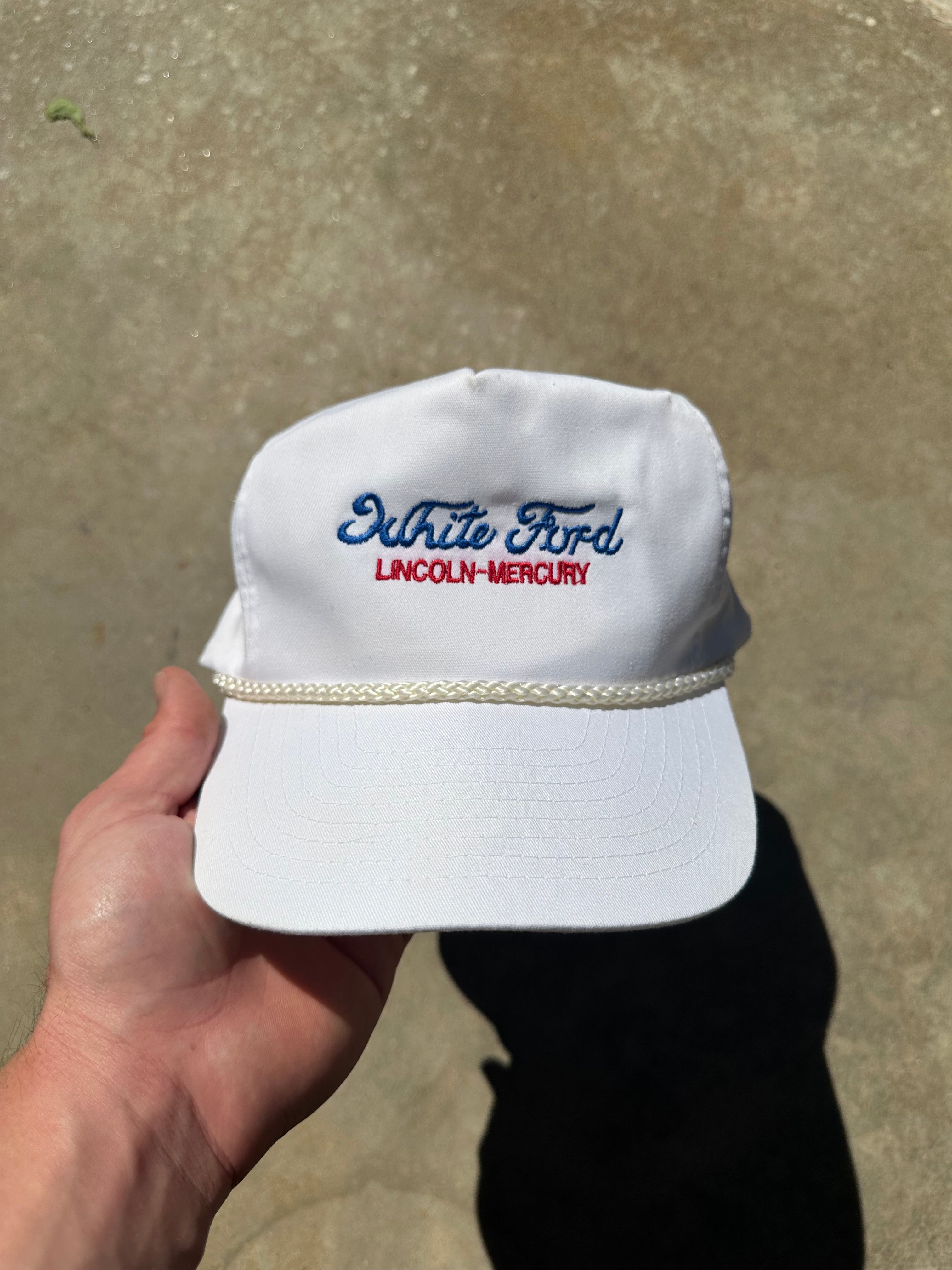 1980s White Ford Lincoln-Mercury Rope Hat