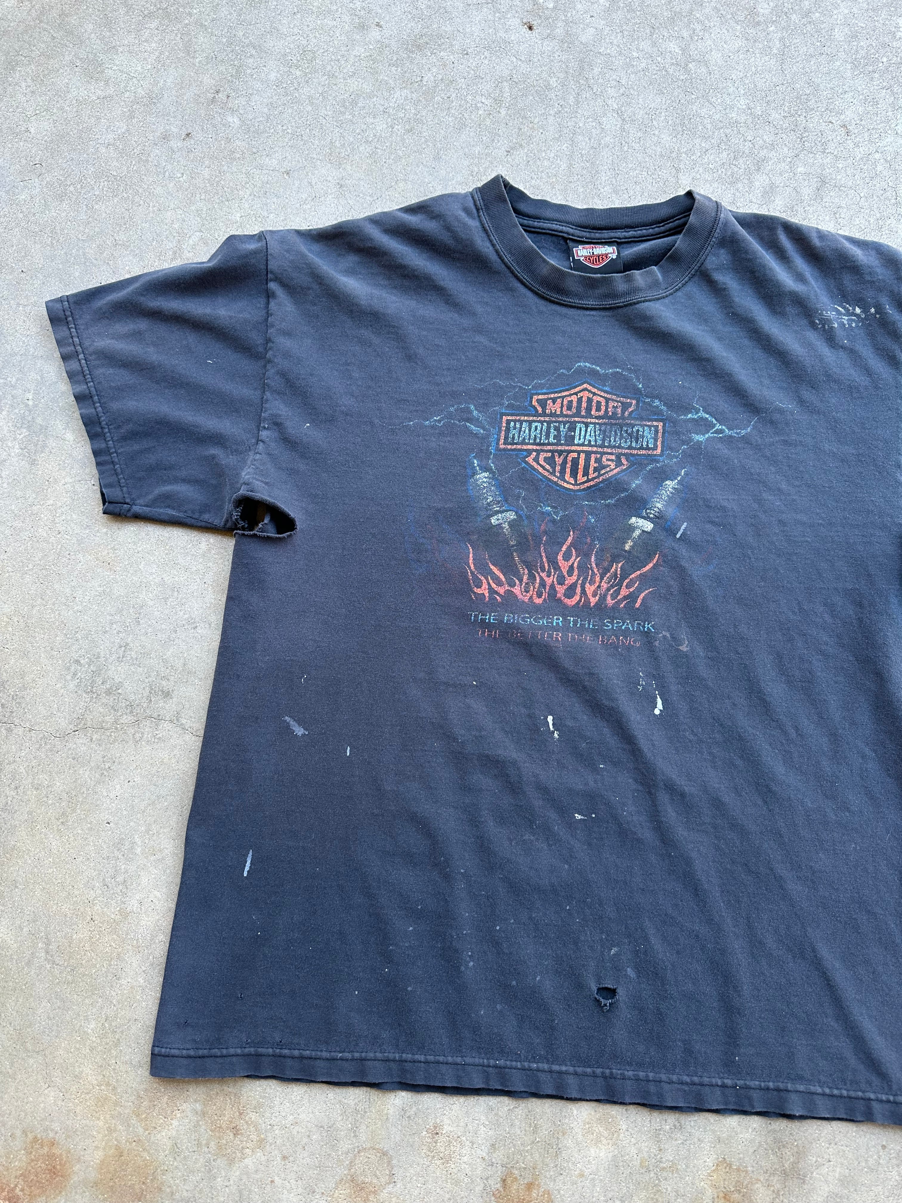 Y2K Thrashed Harley Davidson T-Shirt (L)