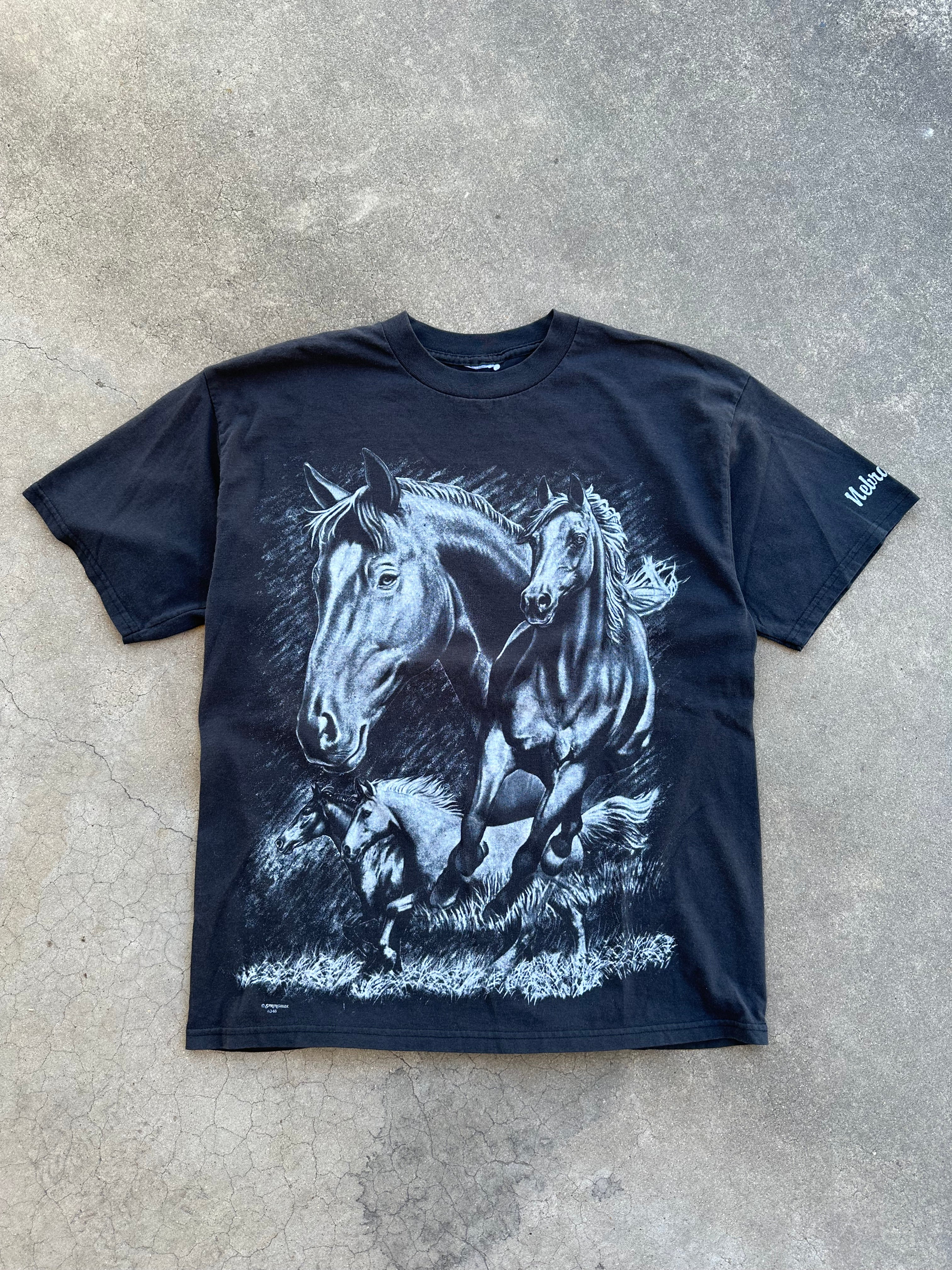 1990s Horses All Over Print T-Shirt (L)