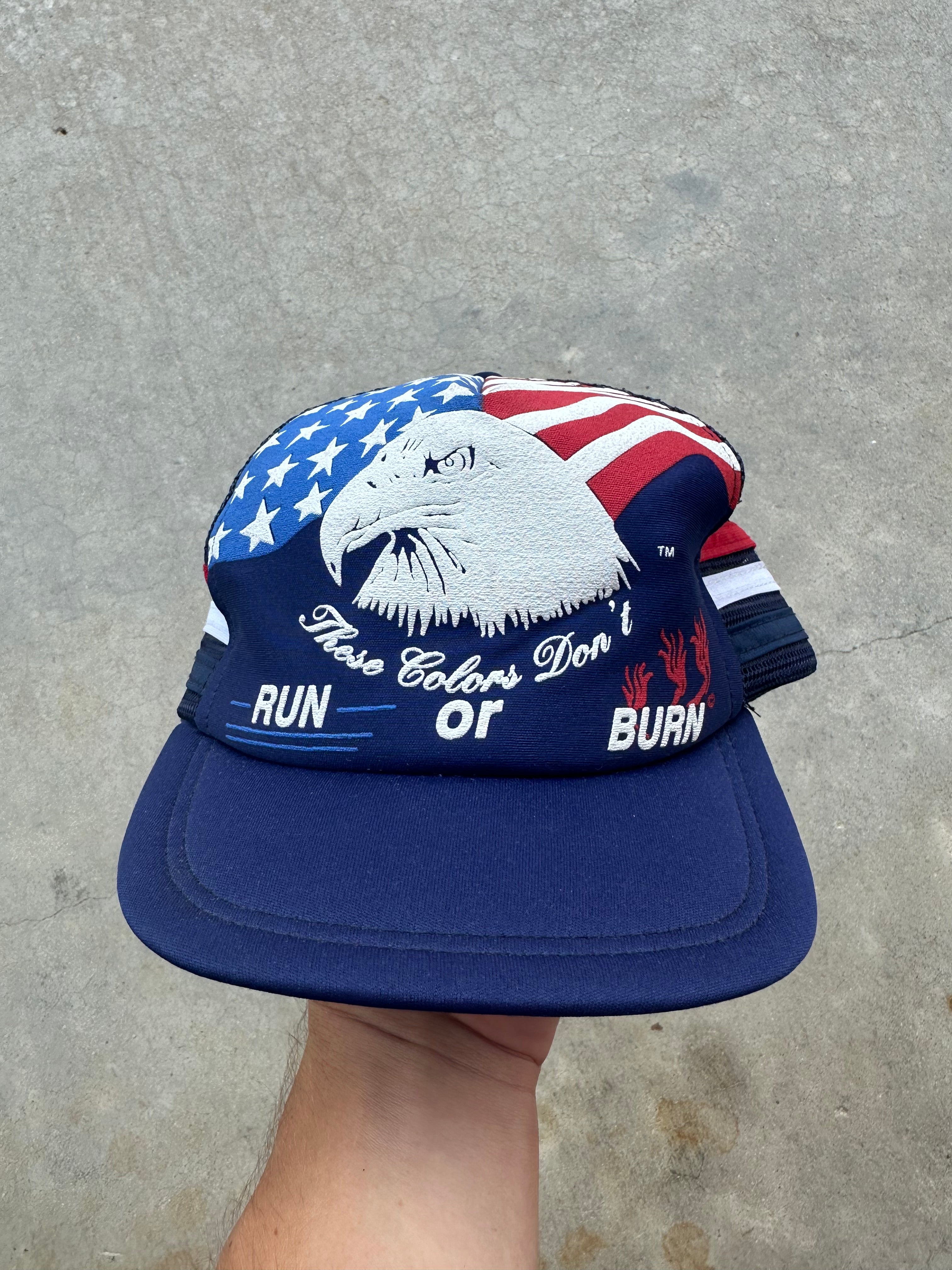 Vintage Eagle American Flag 3-Stripe Trucker Hat