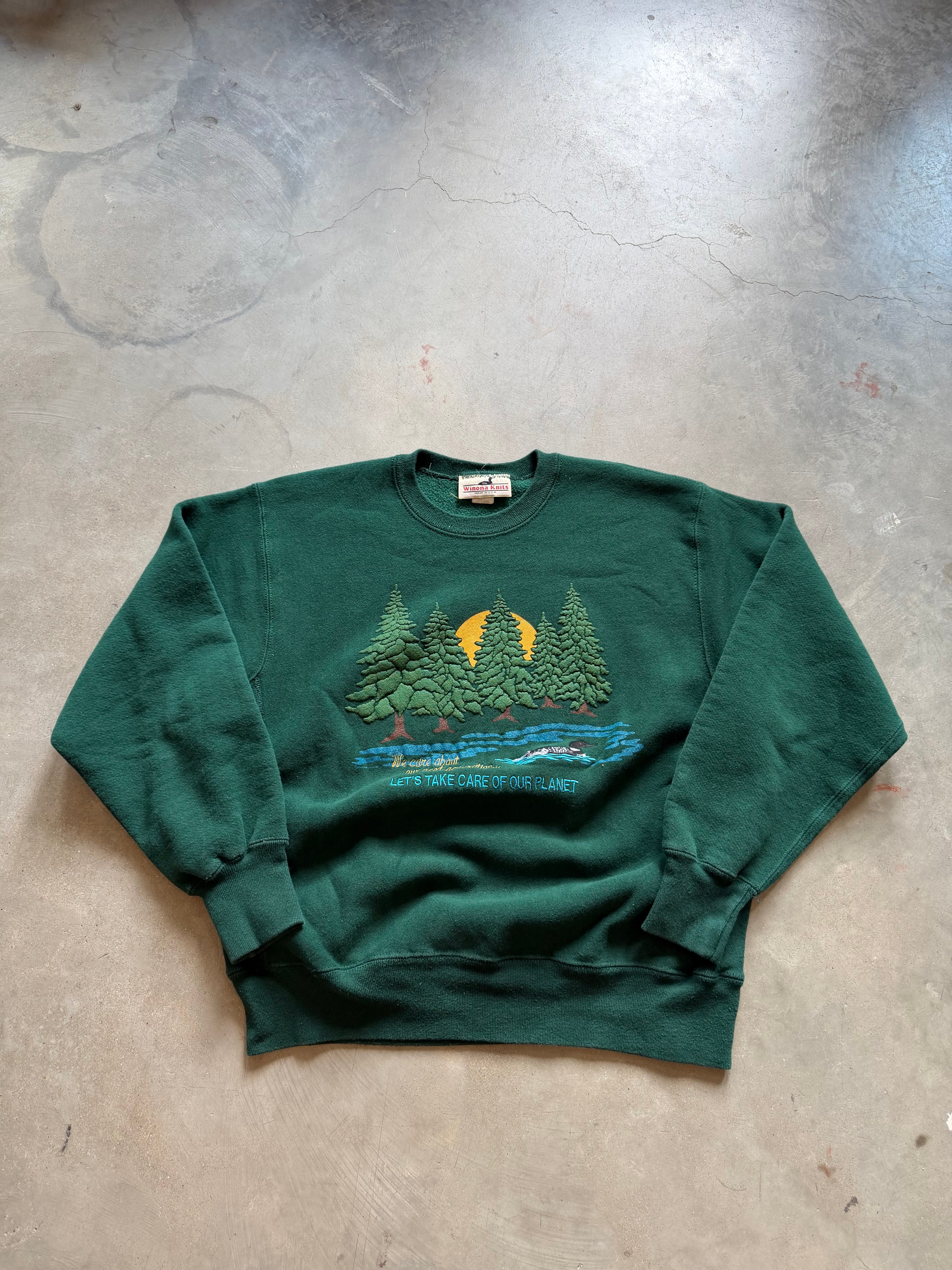 Vintage “Let’s Take Care Of Our Planet” Crewneck (L)