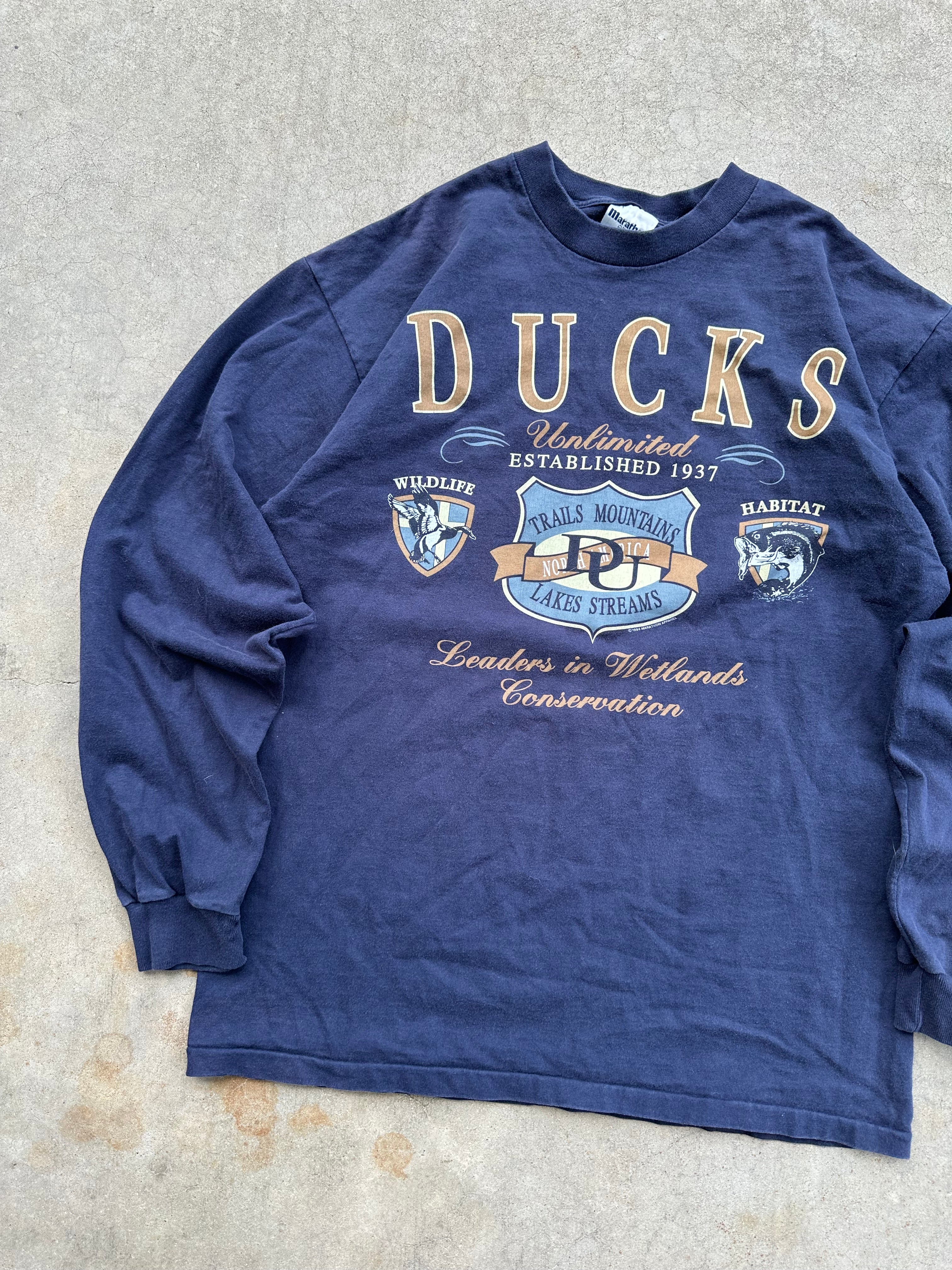 1990s Ducks Unlimited Long-sleeve T-Shirt (L)