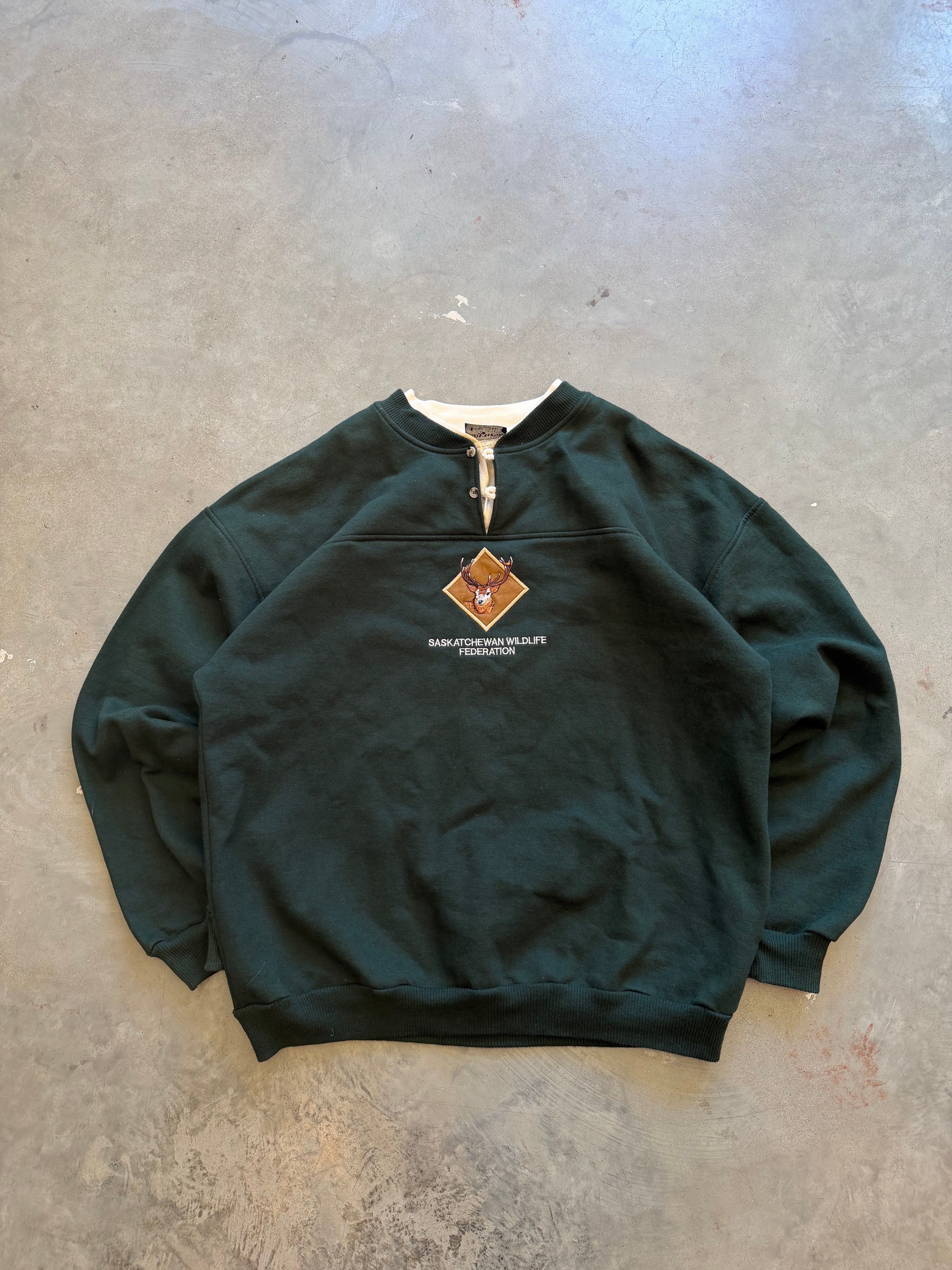 Vintage Saskatchewan Wildlife Henley Crewneck (M)