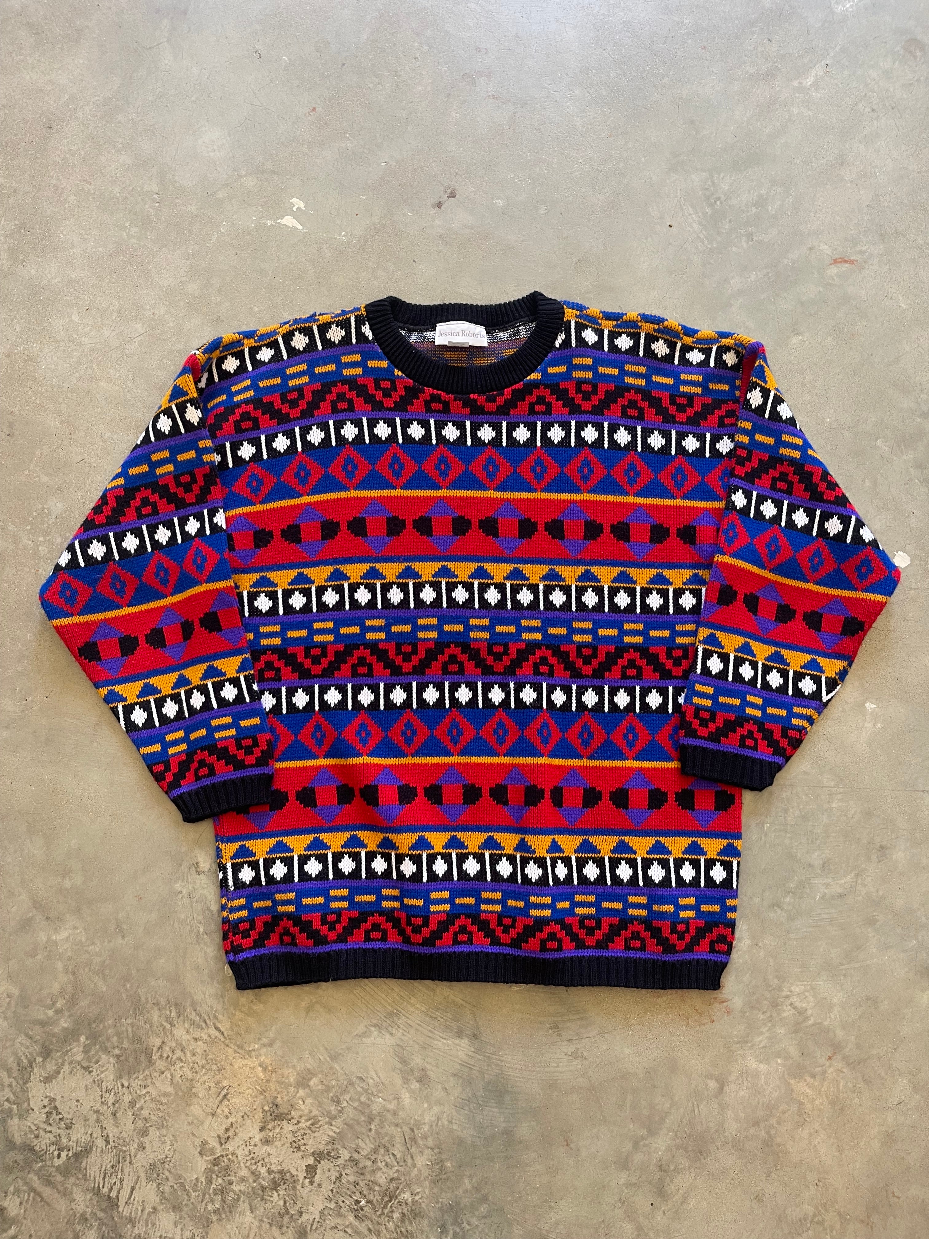 Vintage Aztec Style Knit Sweater (M)