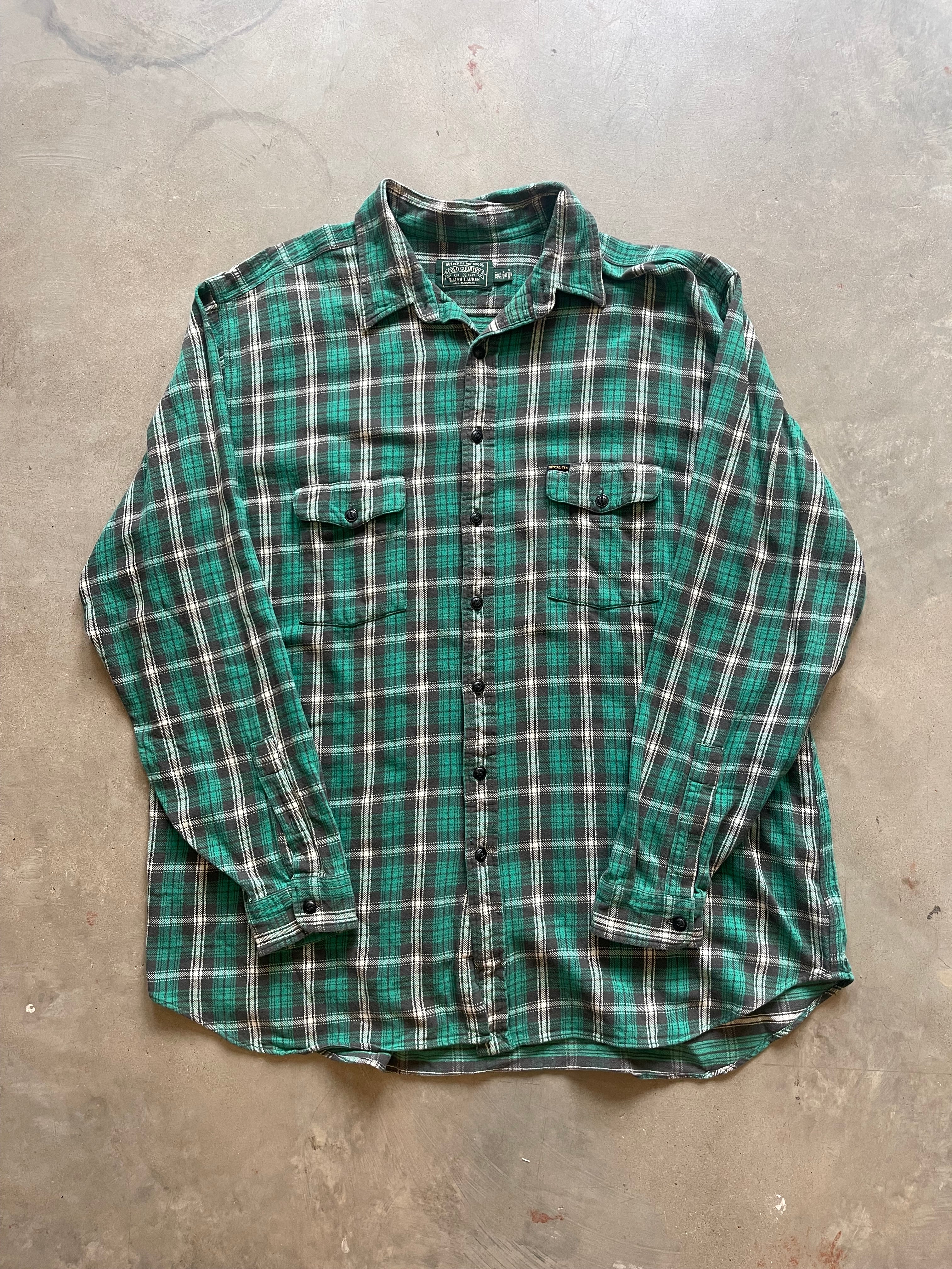 1990’s Plaid Flannel Polo Ralph Lauren Shirt (2XL)