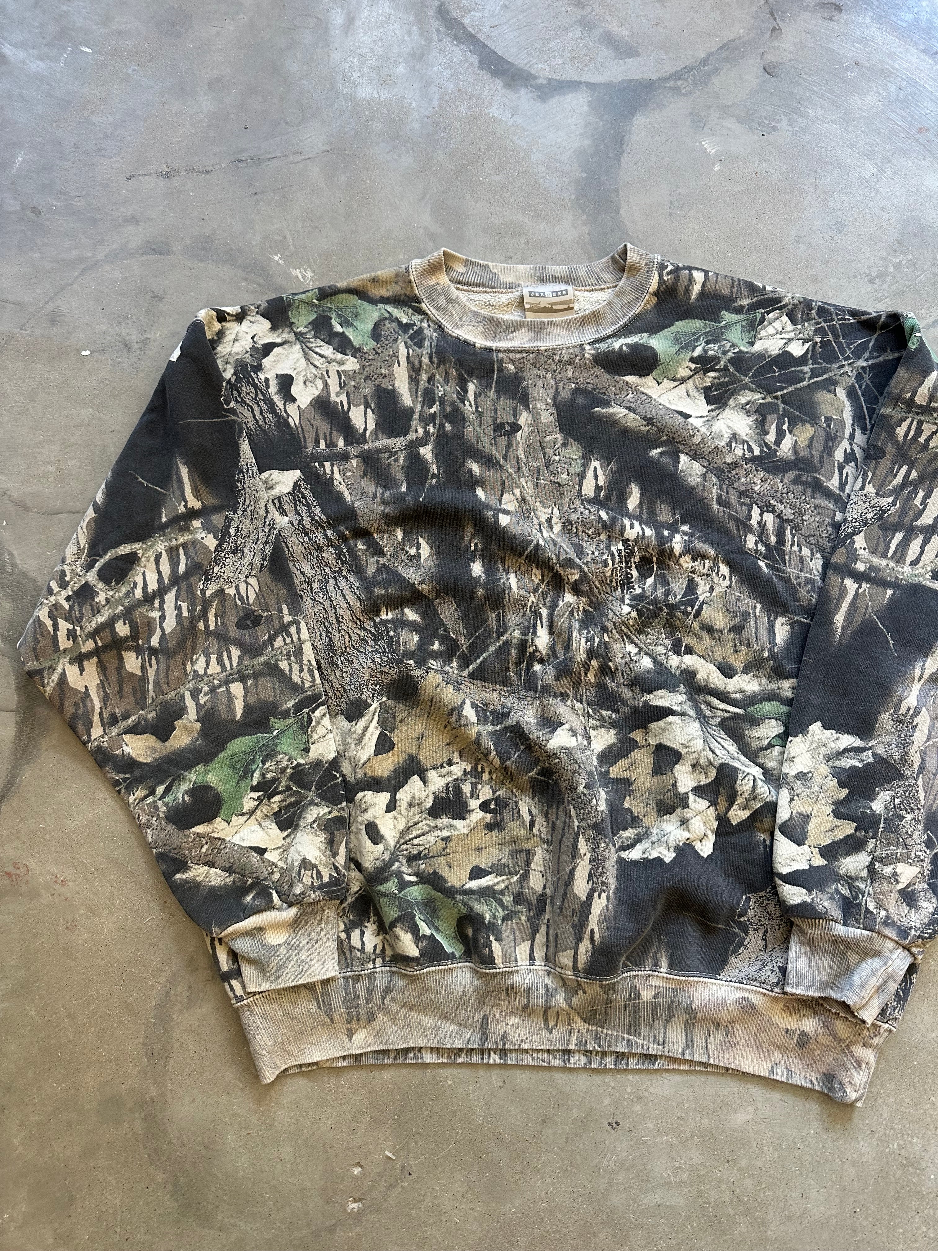 1990s Faded Mossy Oak Camo Crewneck (L/XL)