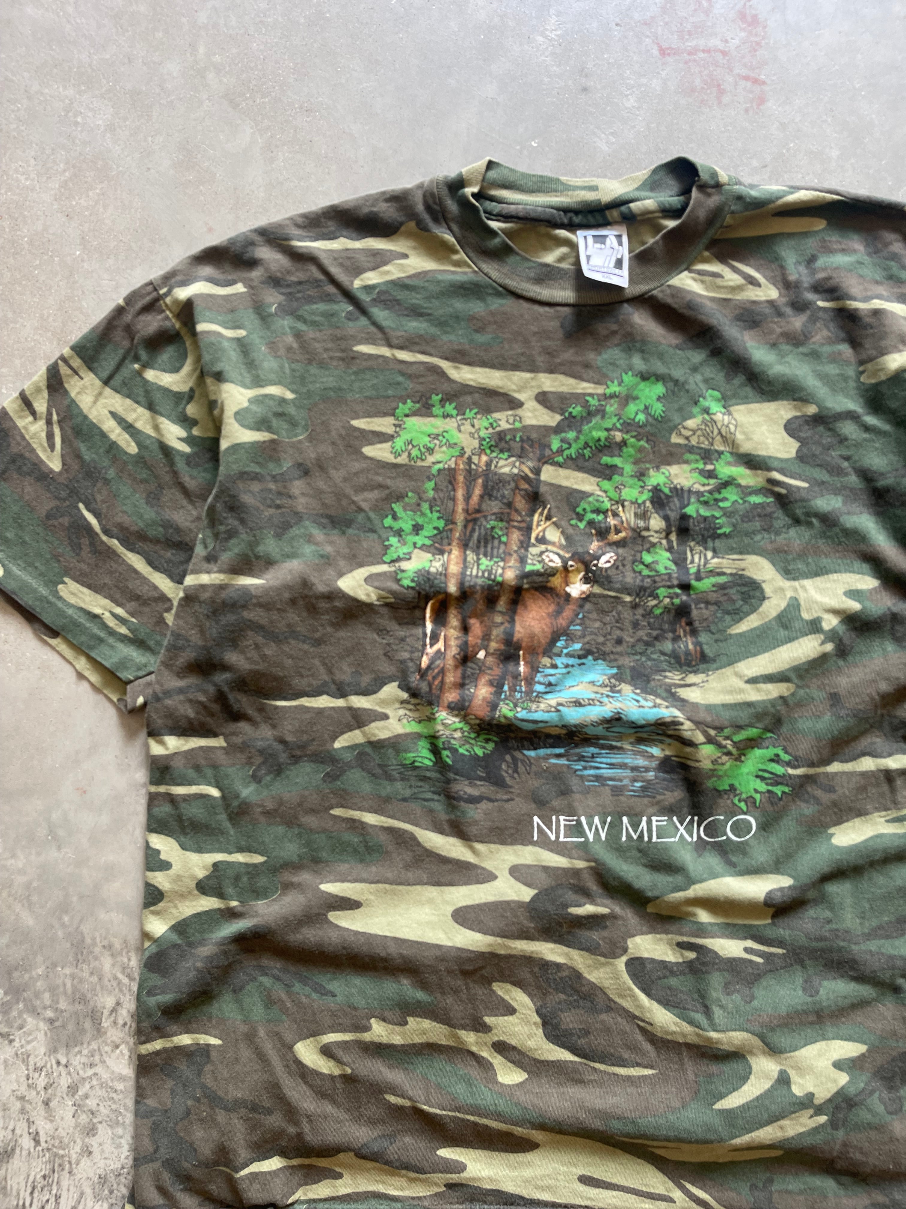 1990’s Distressed Camo New Mexico Deer T-Shirt (XXL)
