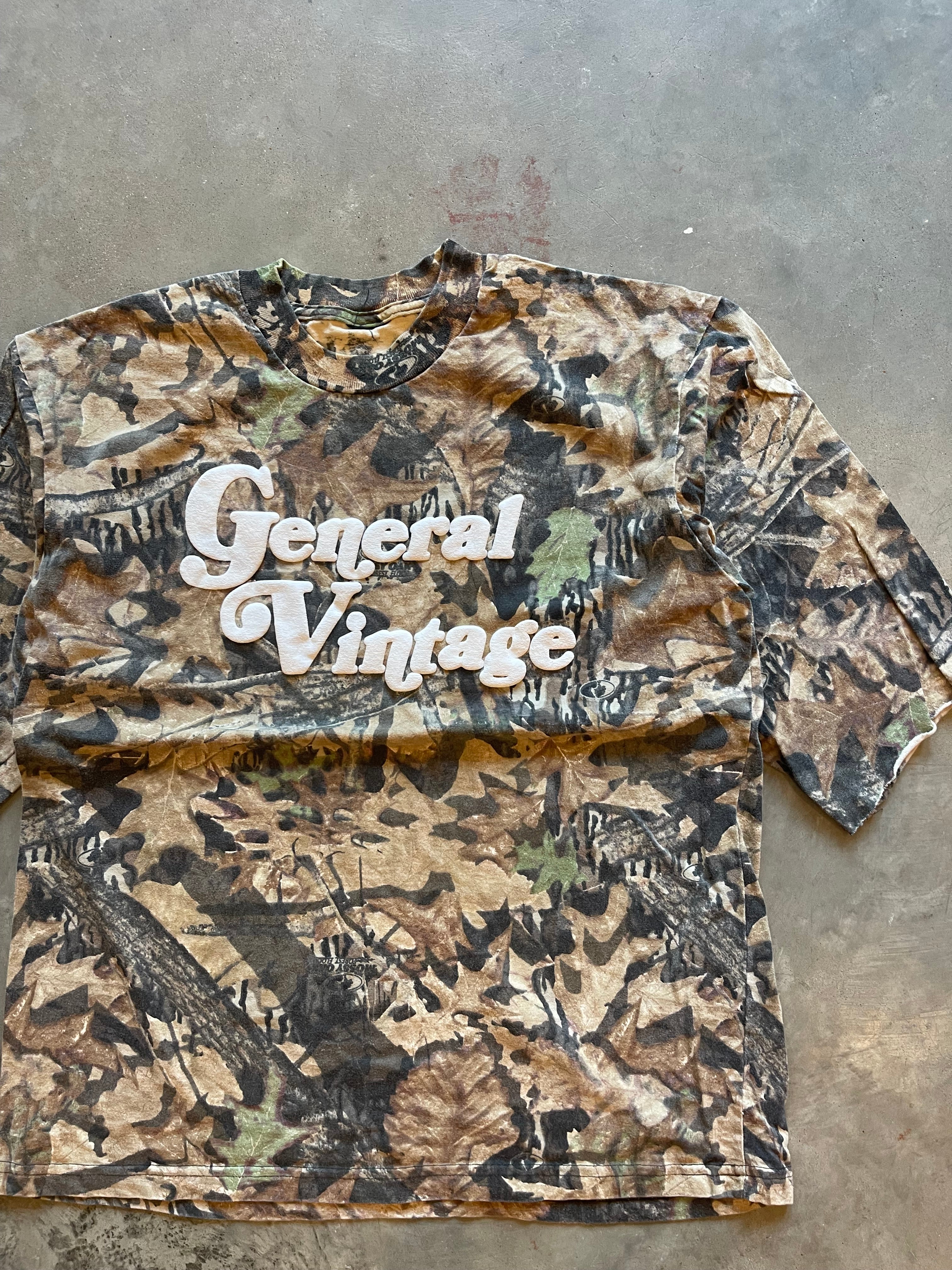 General Vintage Camo Puff Print Cut Sleeves Shirt (L)