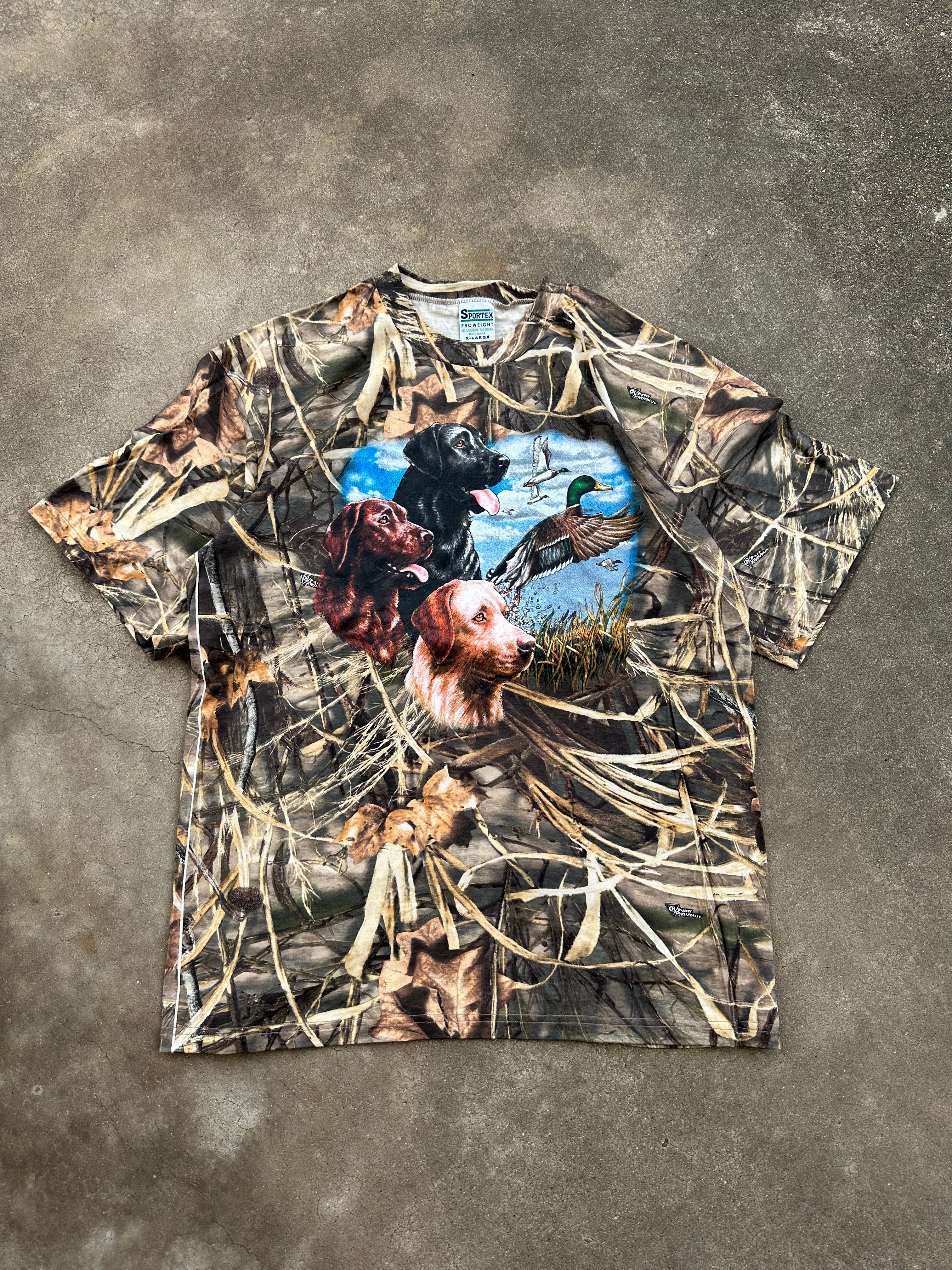 1990s Dogs & Ducks Realtree Camo T-shirt (XL/XXL)
