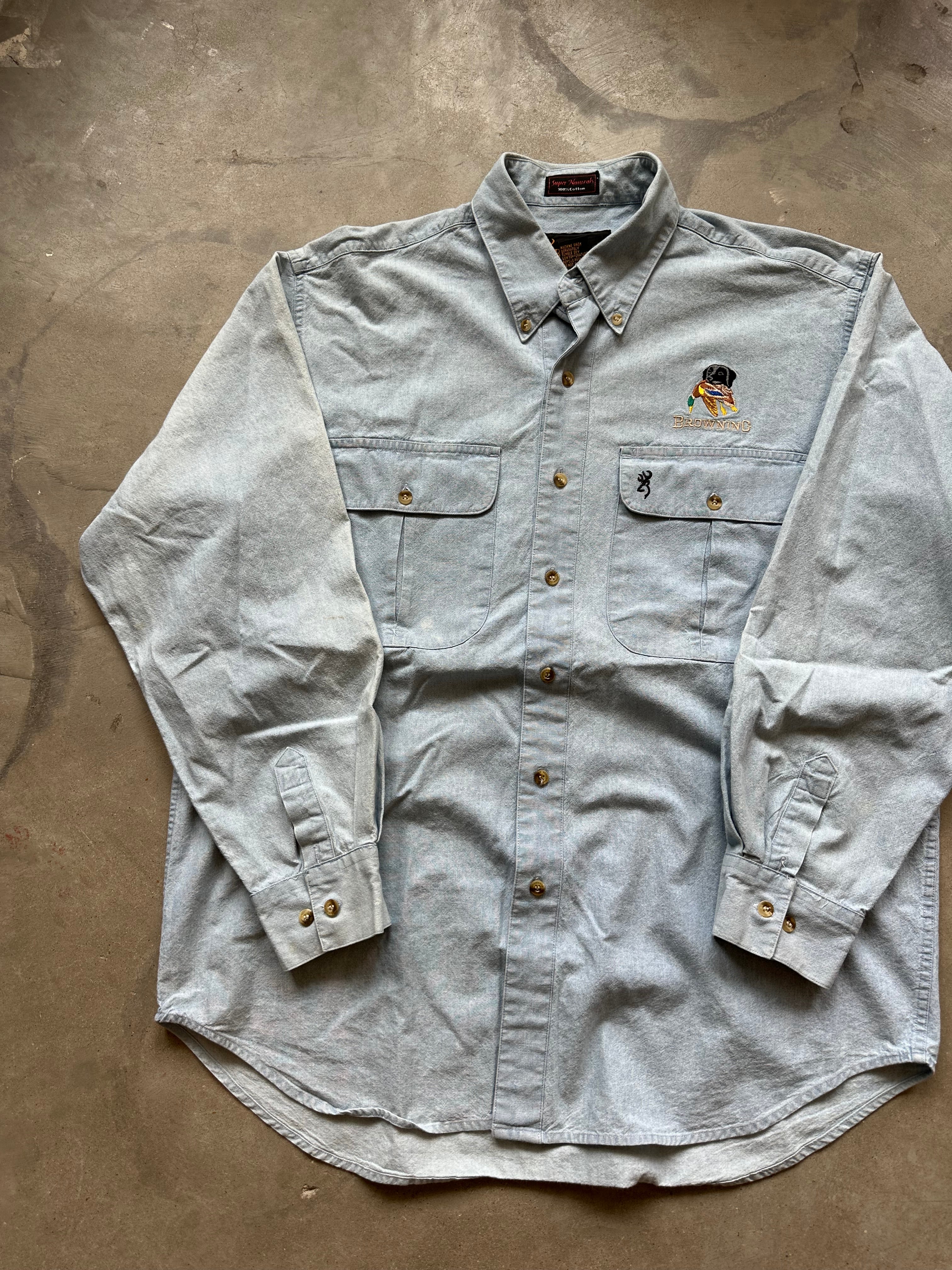 Vintage Browning Black Lab Lightweight Denim Button Up(L)