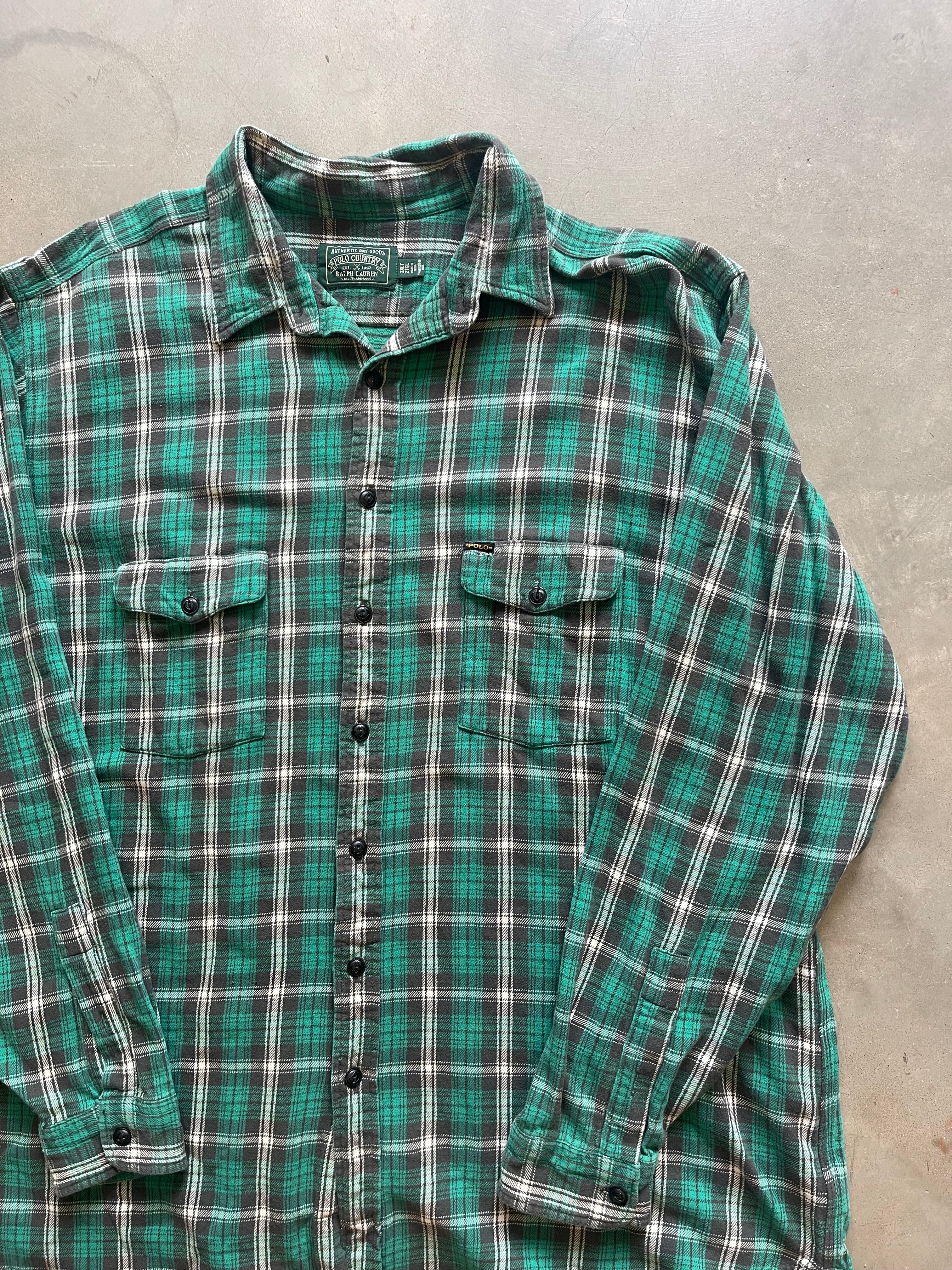 1990’s Plaid Flannel Polo Ralph Lauren Shirt (2XL)
