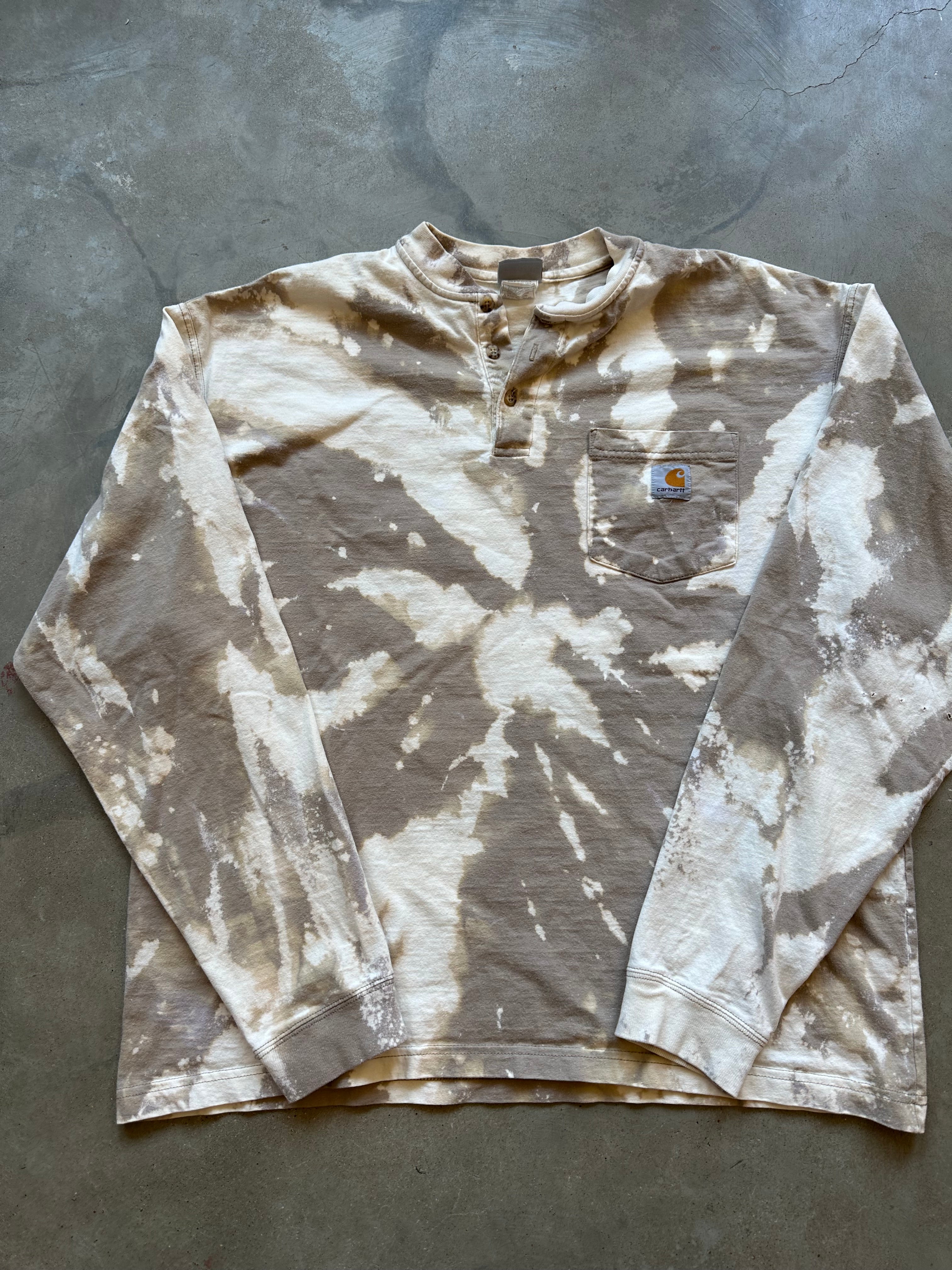 Y2K Sunbleached Carhartt Henley T-Shirt (L)