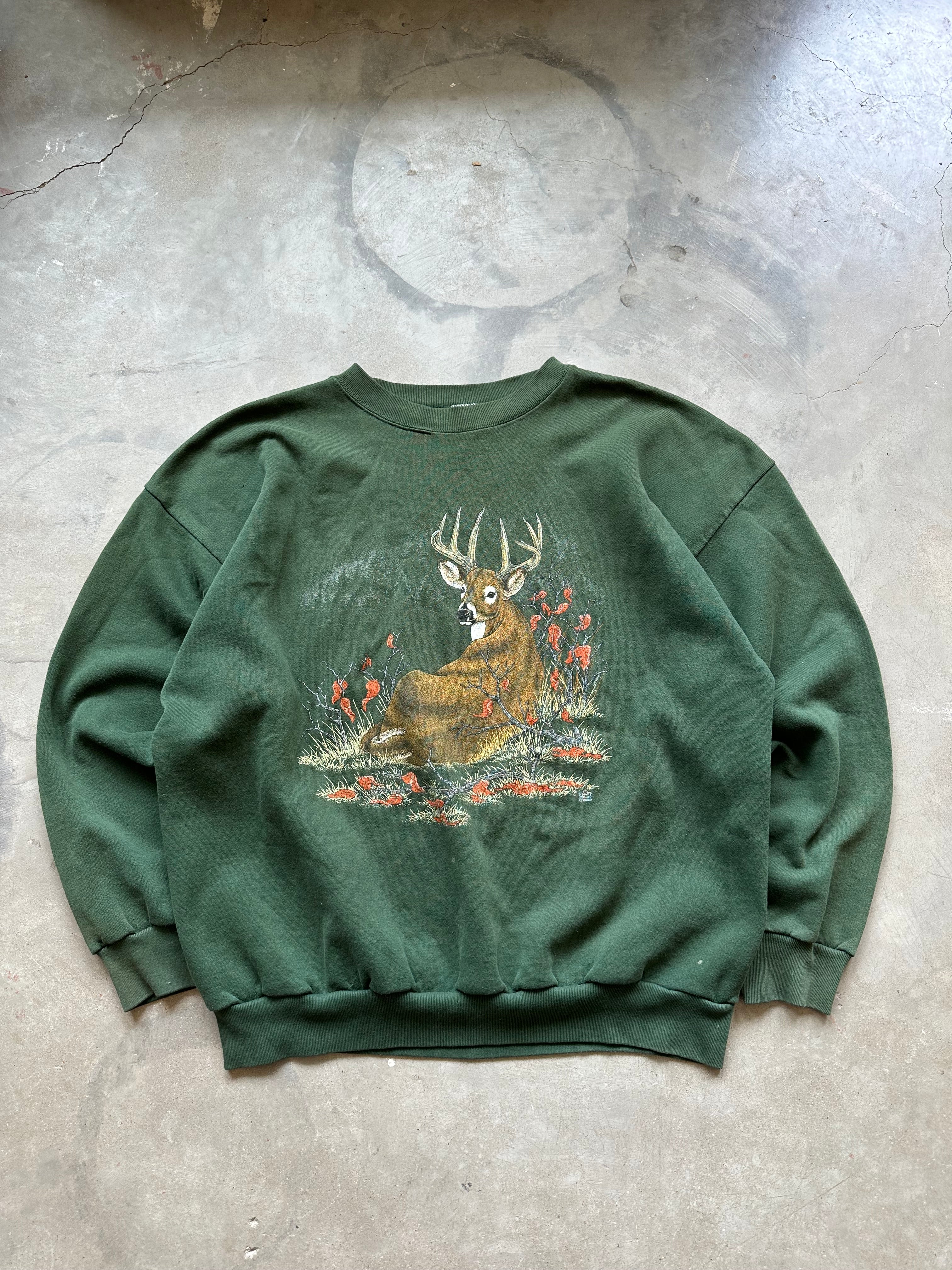 1990s Faded Whitetail Deer Crewneck (XL)