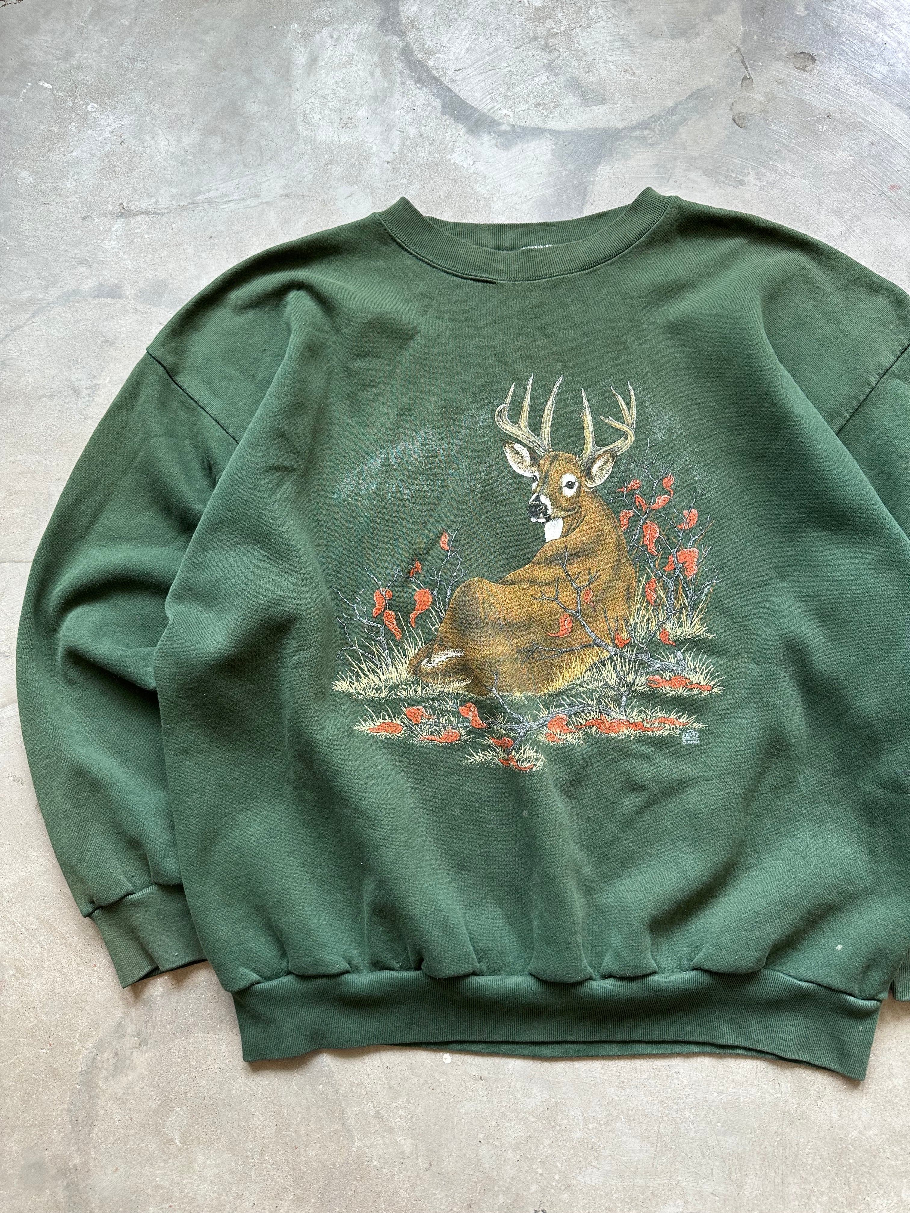 1990s Faded Whitetail Deer Crewneck (XL)