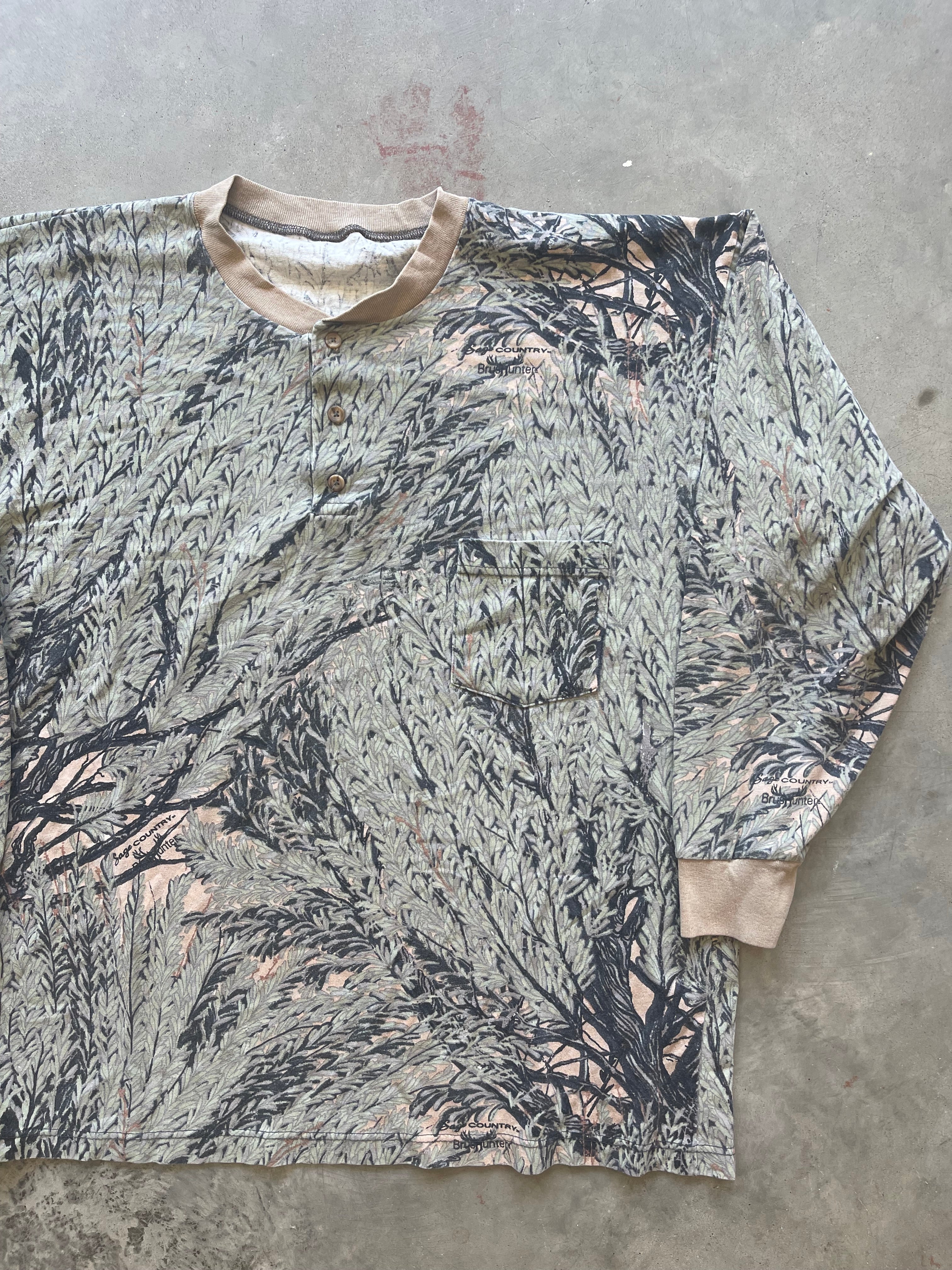 Vintage Camo Henley Shirt (L)