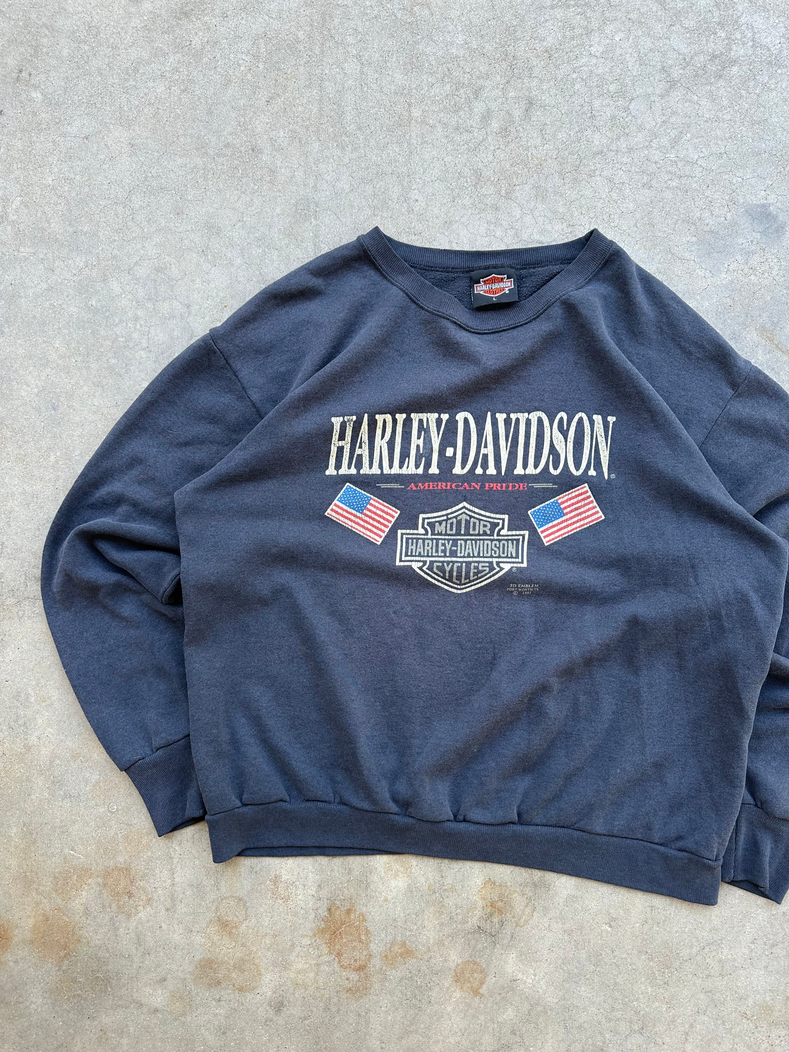 1991 Faded Harley Davidson 3D Emblem Crewneck (L)