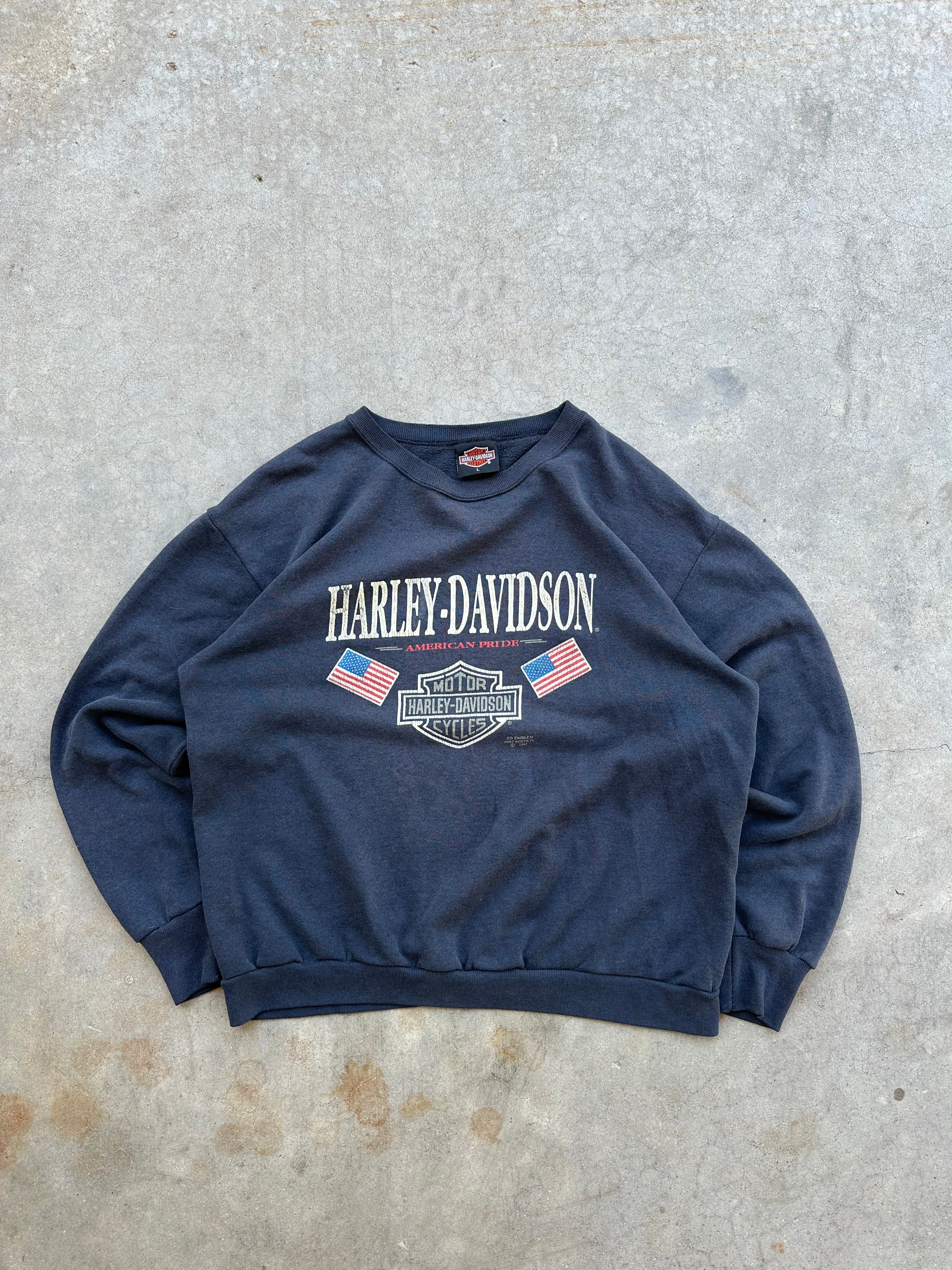 1991 Faded Harley Davidson 3D Emblem Crewneck (L)