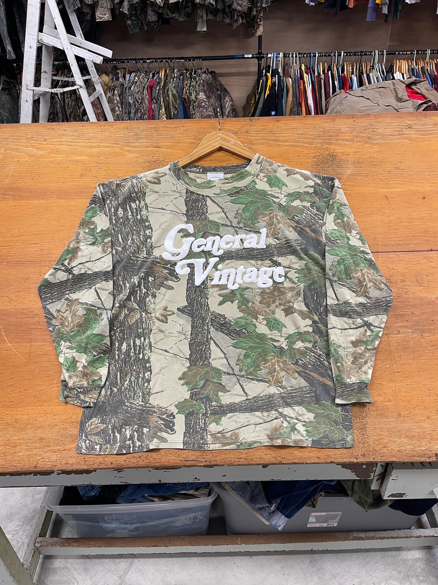 General Vintage Camo Puff Print Long Sleeve Shirt (XL)