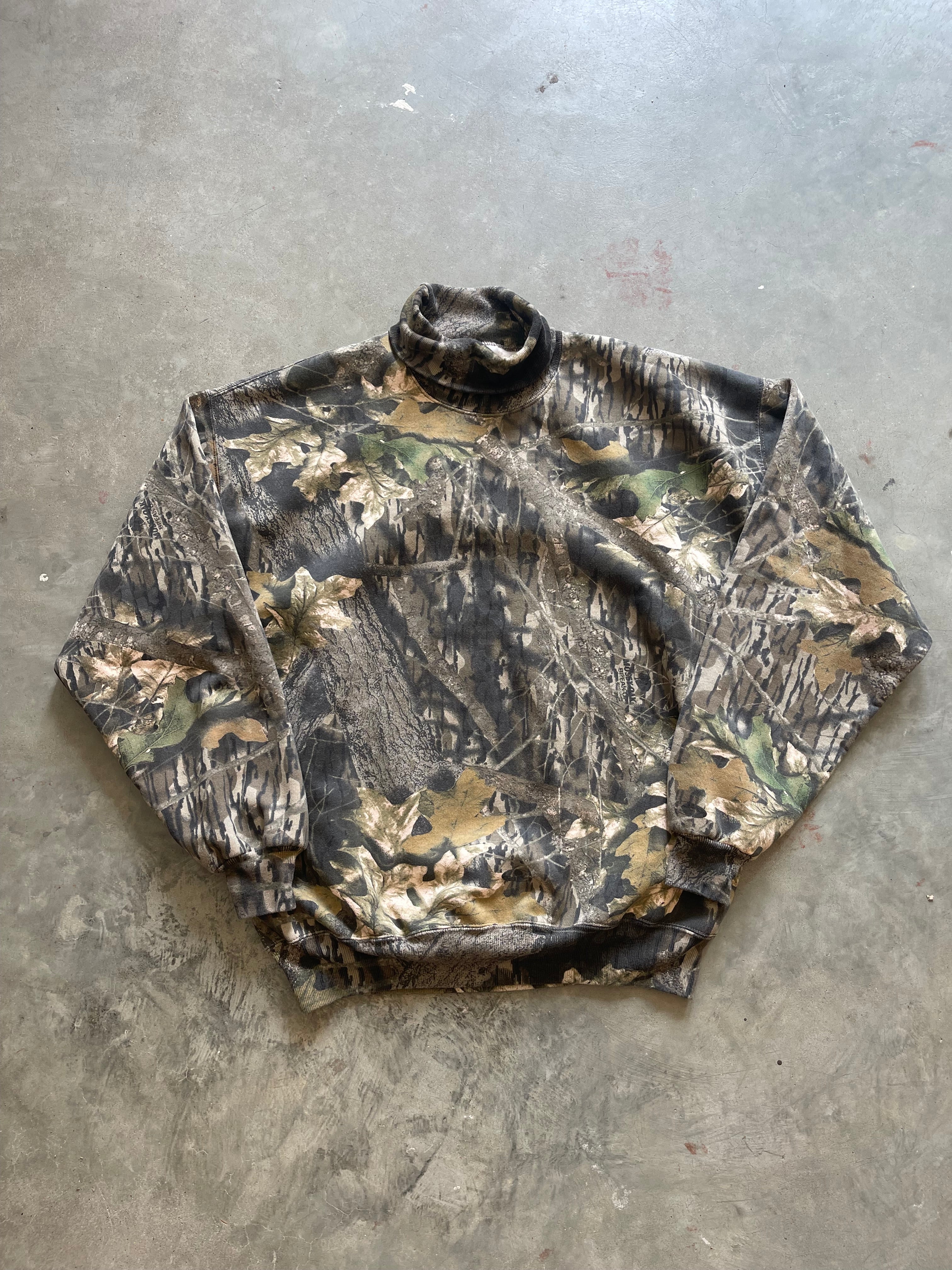 Vintage Mossy Oak Camo Turtleneck Cotton Sweatshirt (XL)
