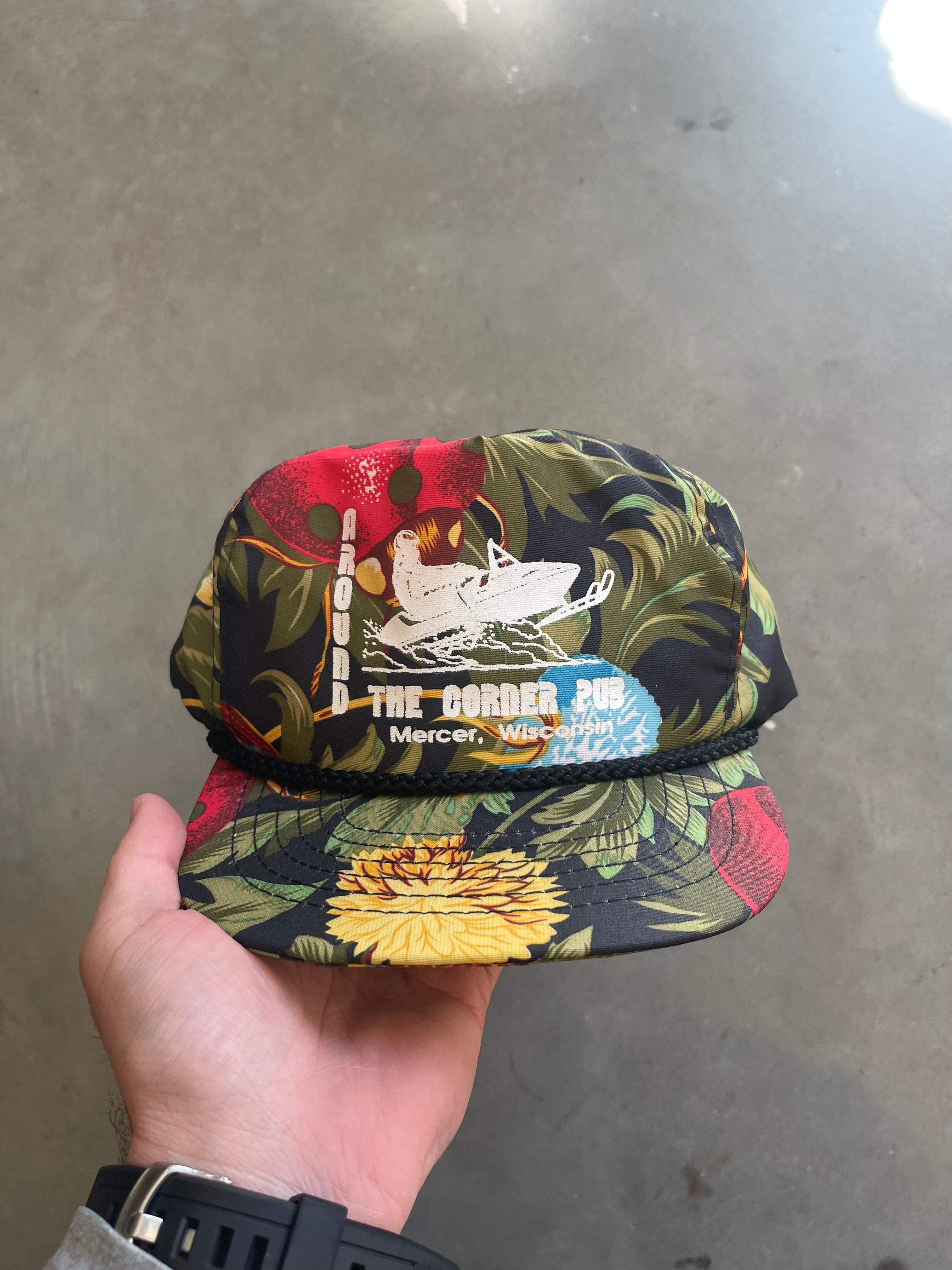 Vintage Around the Corner Pub Floral Hat