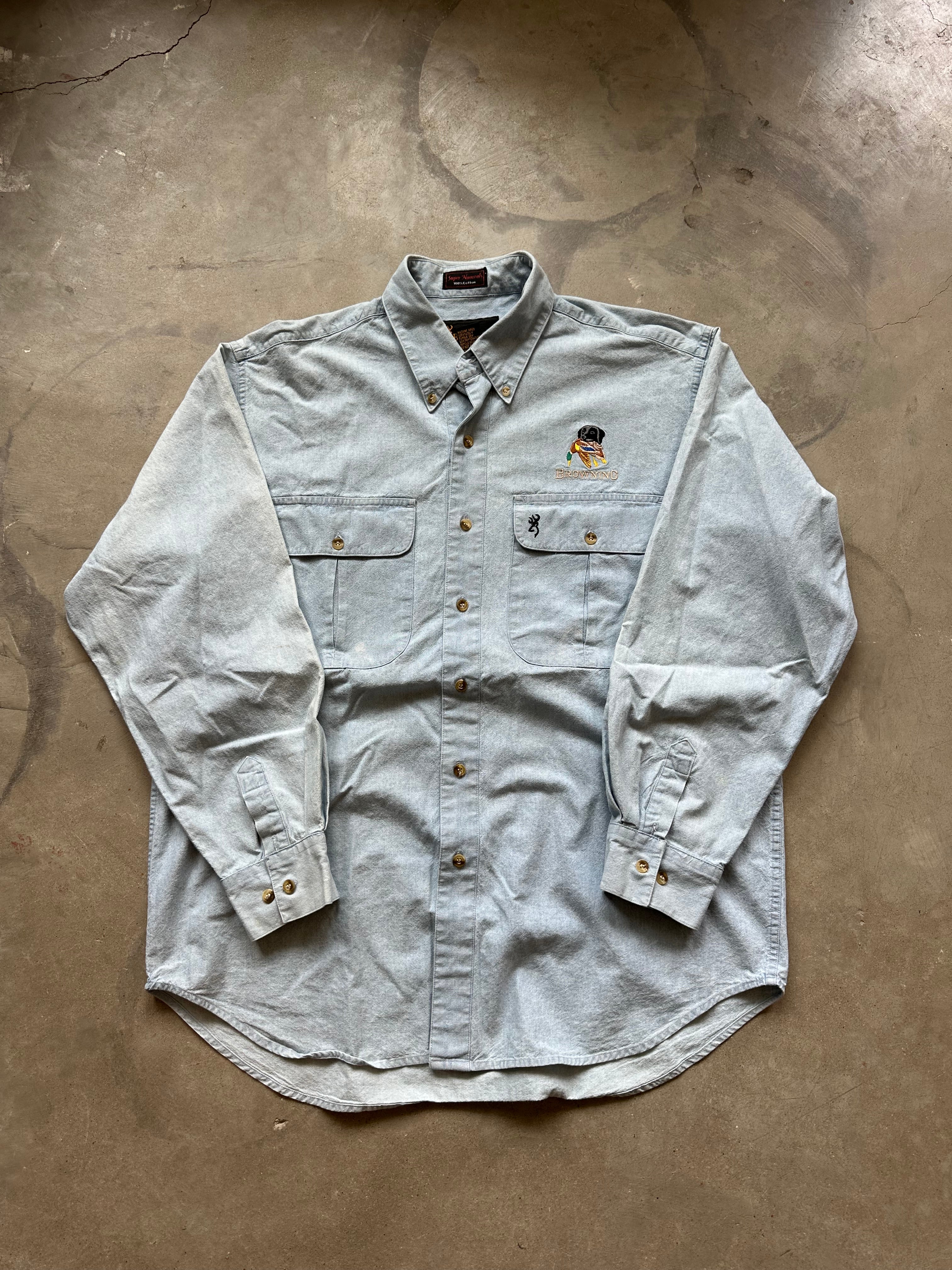 Vintage Browning Black Lab Lightweight Denim Button Up(L)