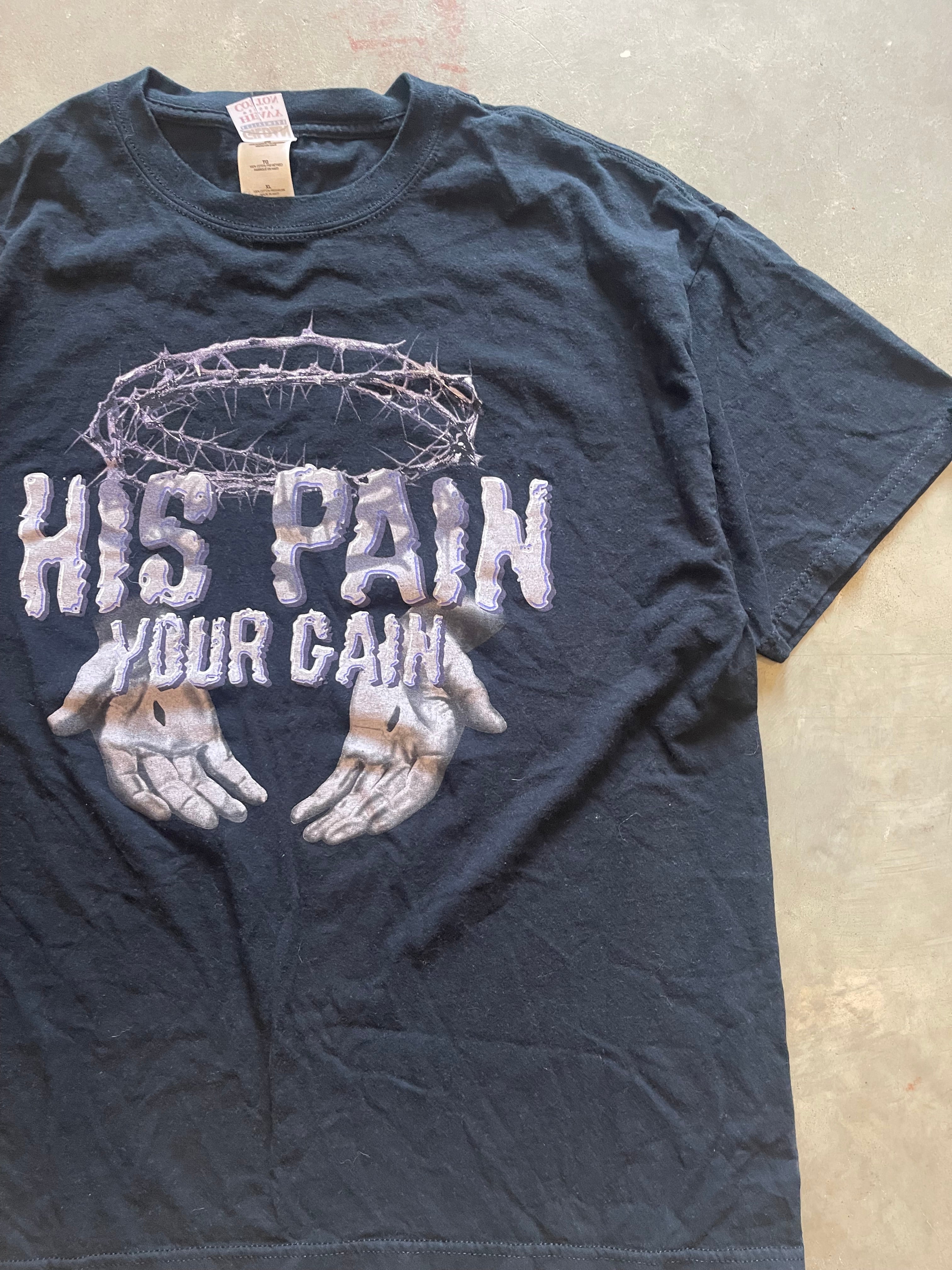 1990’s His Pain Your Gain Jesus T-Shirt (XL)