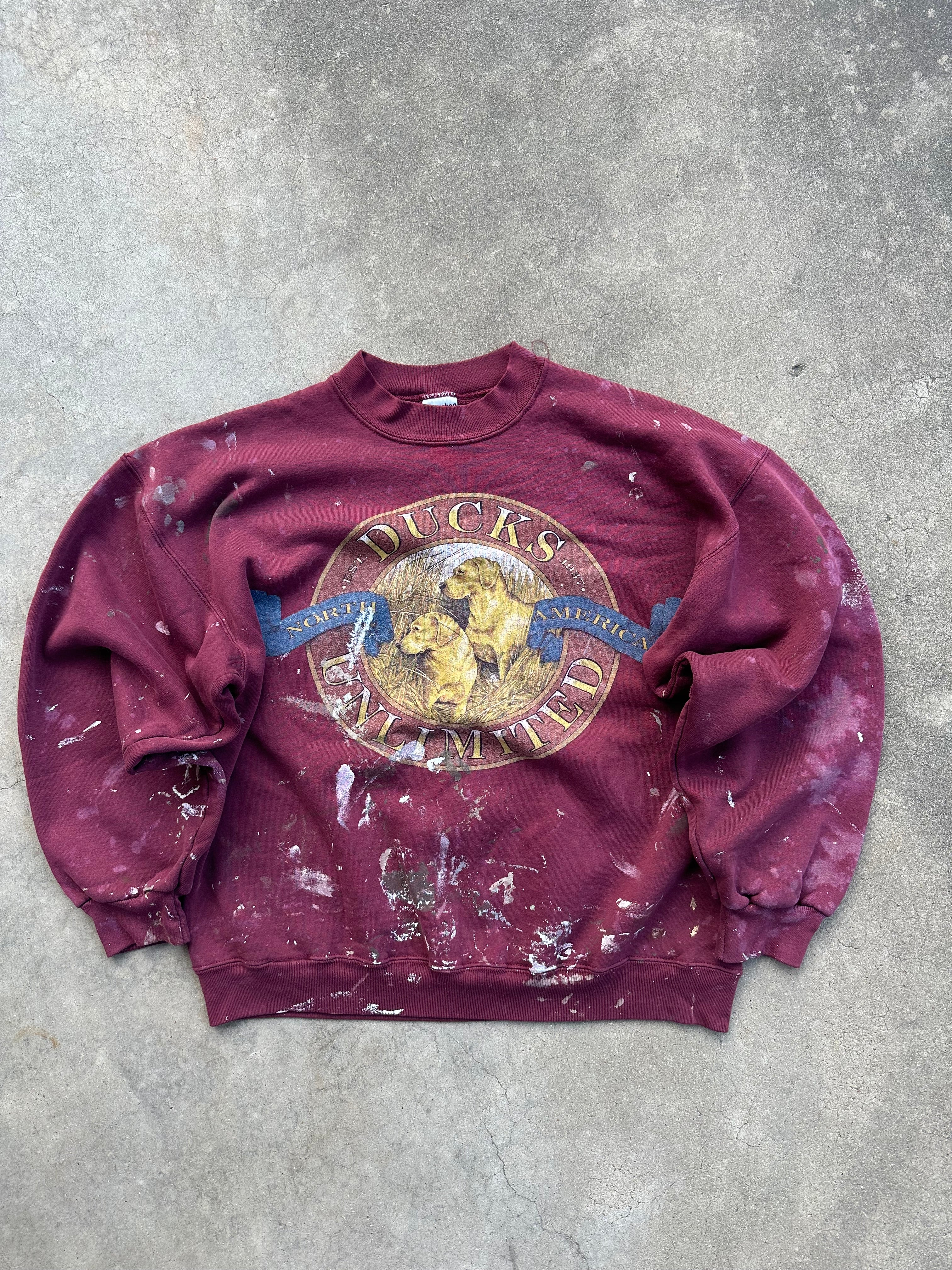 1990s Ducks Unlimited Paint Splattered Crewneck