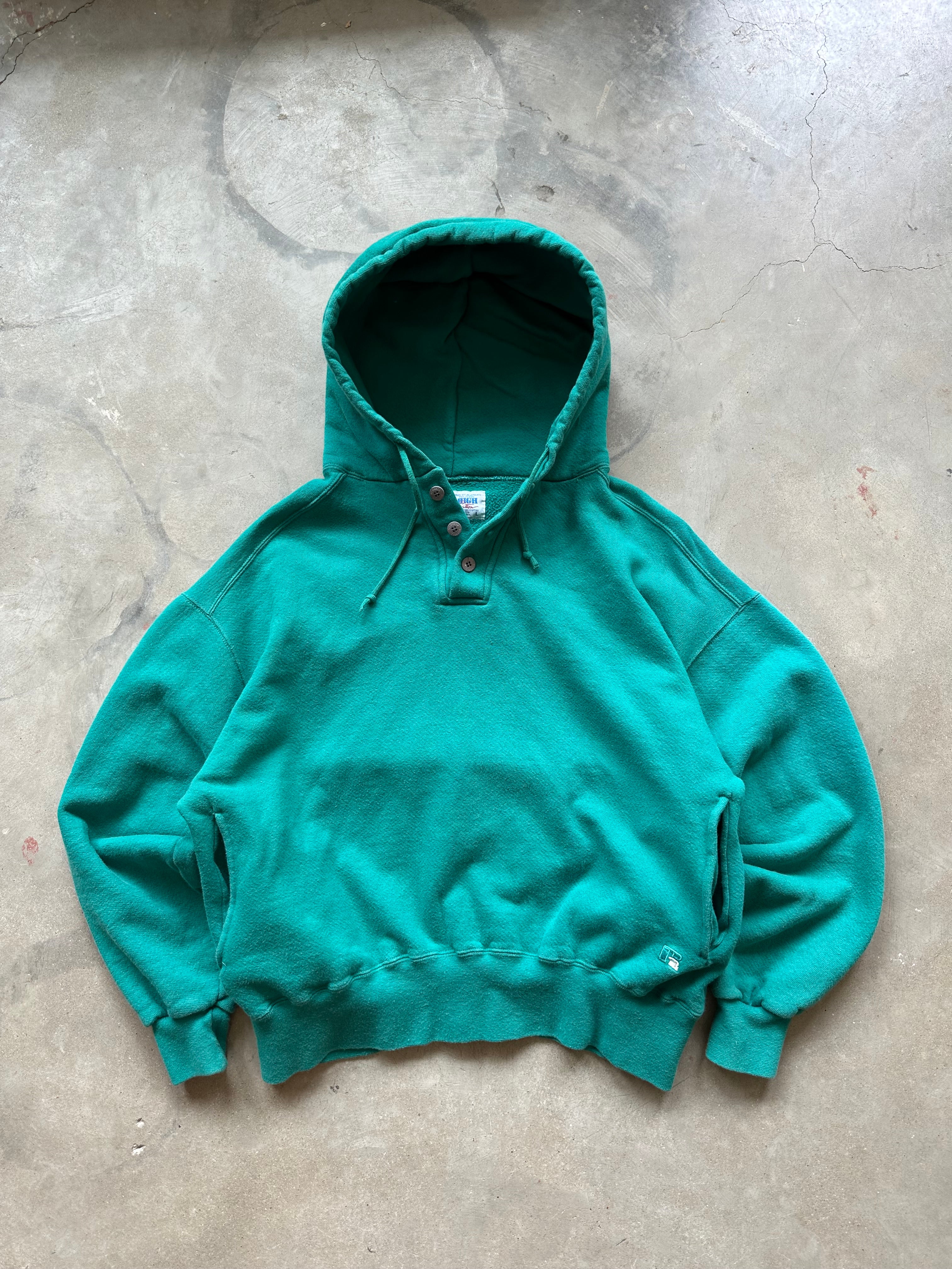1990s Russell High Cotton Henley Hoodie (L)