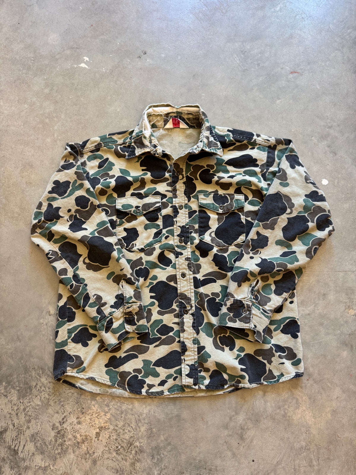 1990’s Distressed Duck Camo Chamois Shirt (XL)