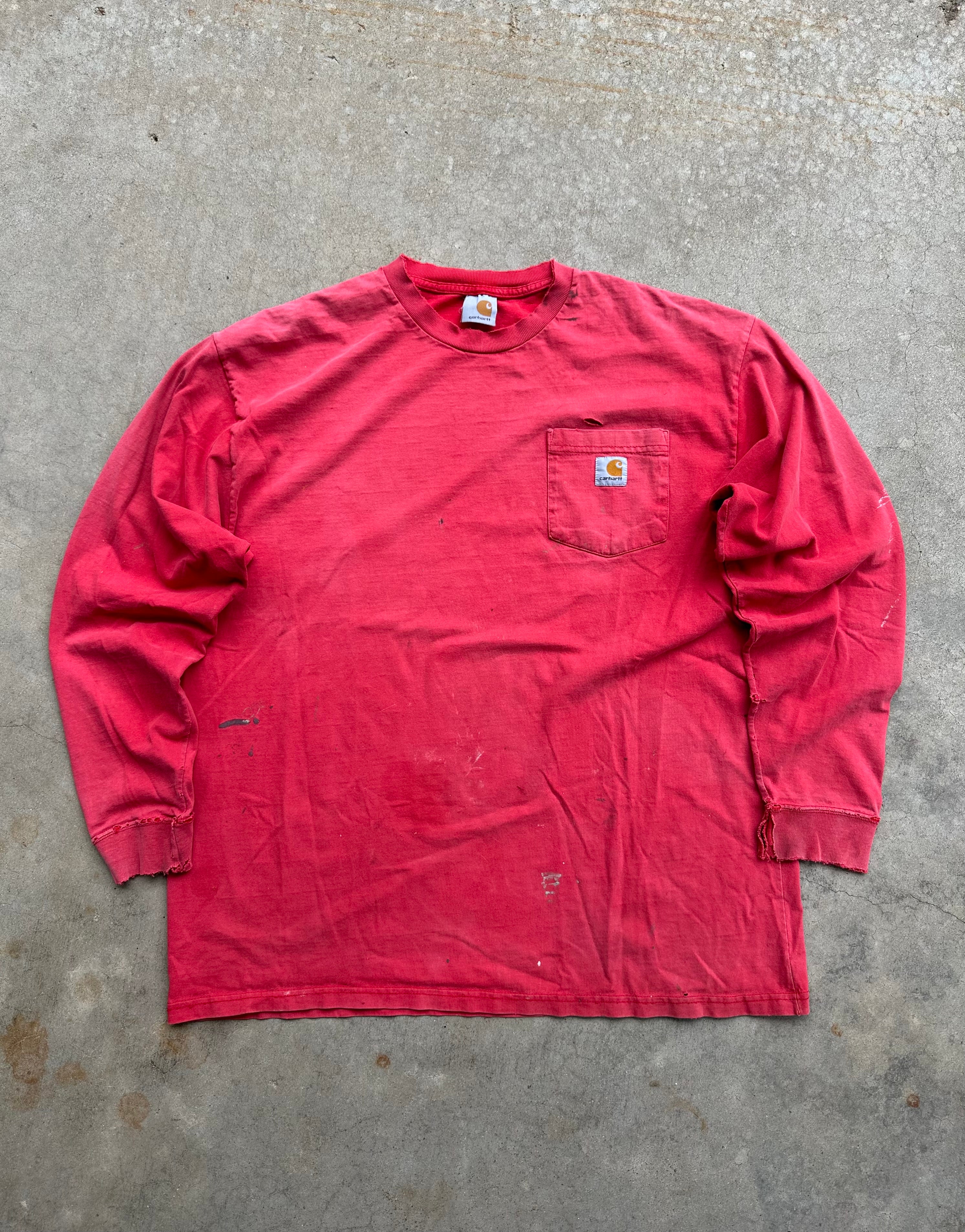 1990s Thrahsed/Worn Carhartt Longsleeve T-Shirt (XL)