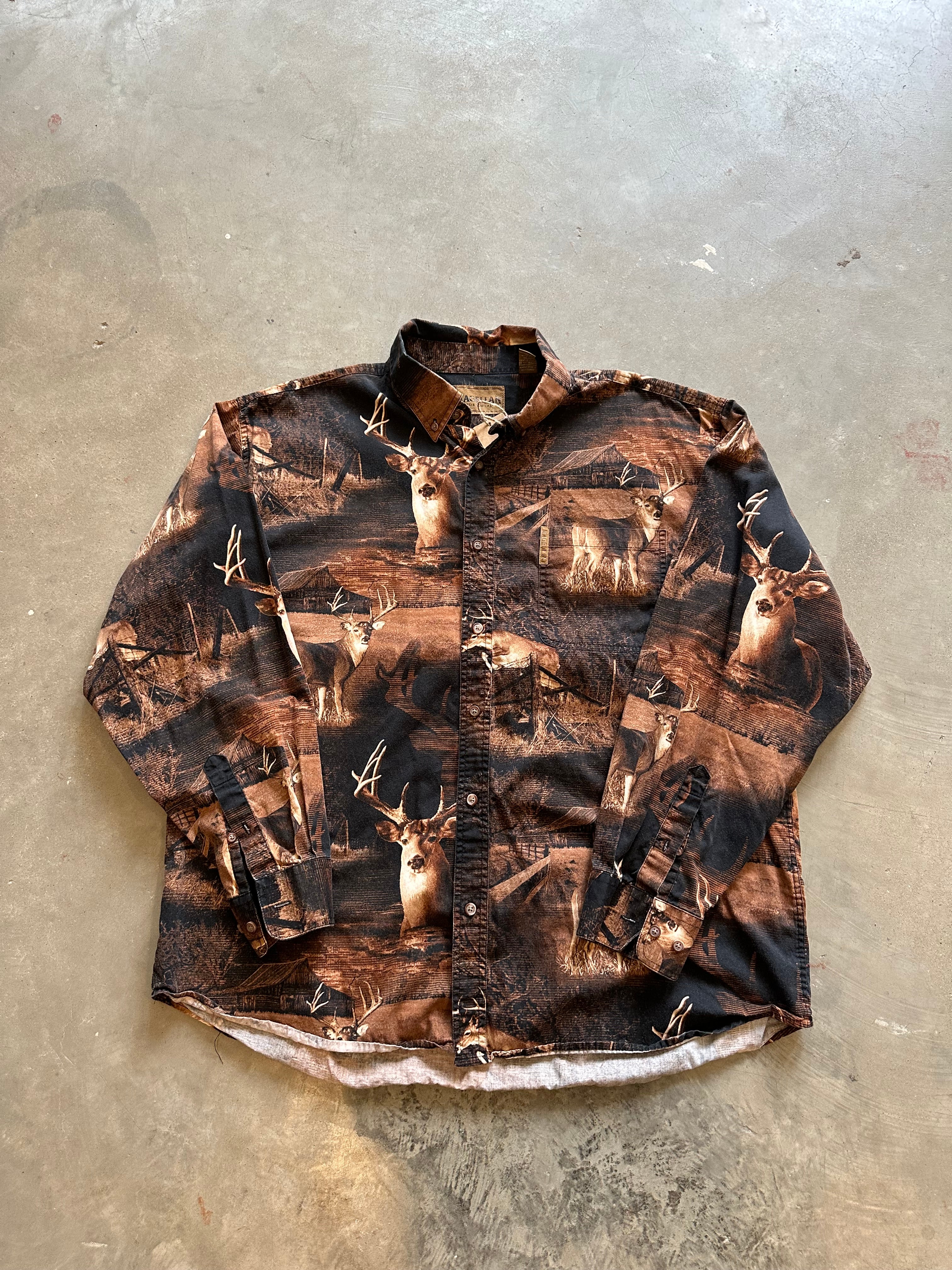 Y2K Deer Button-Up AOP Shirt ((XL)