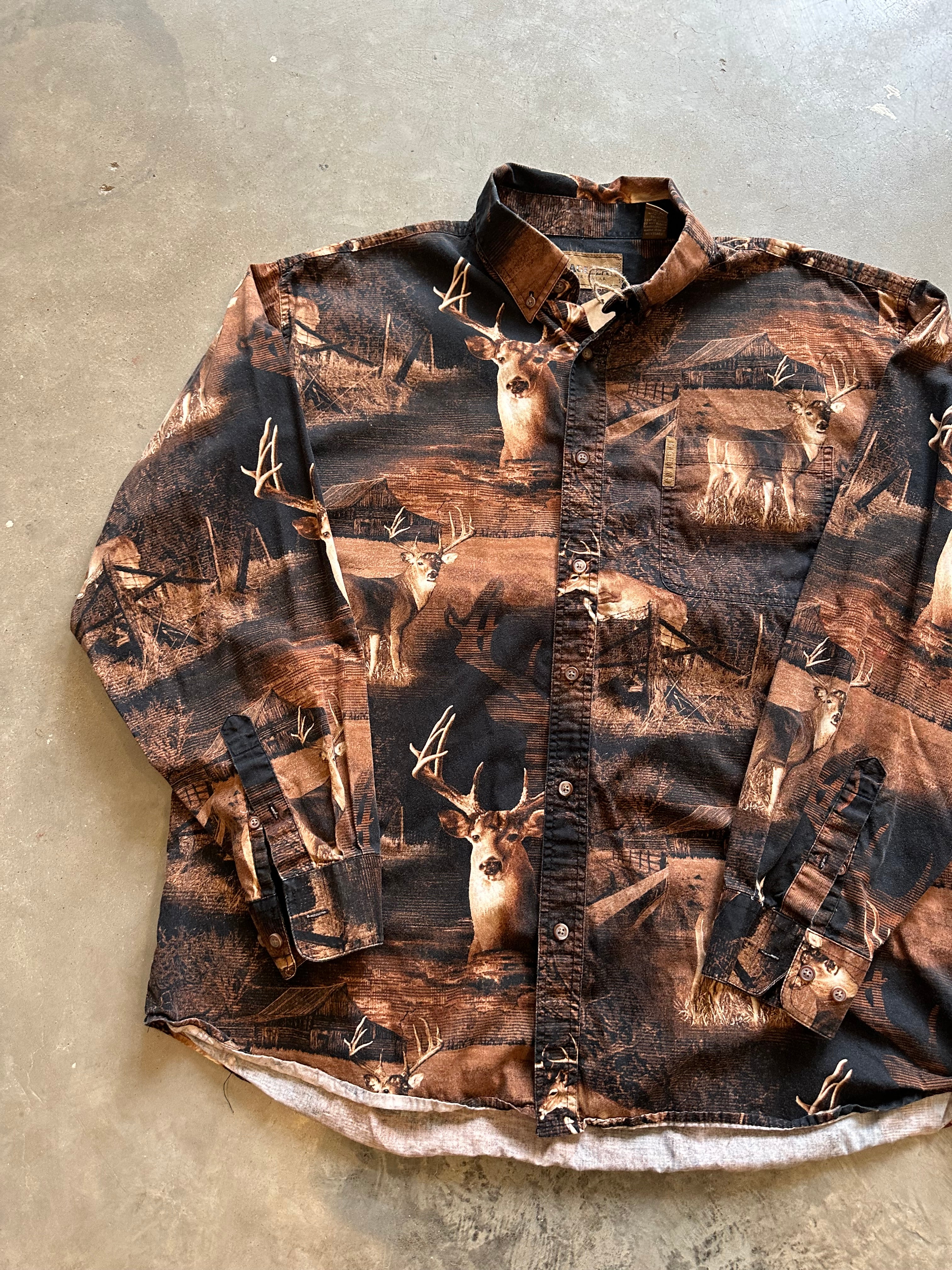 Y2K Deer Button-Up AOP Shirt ((XL)