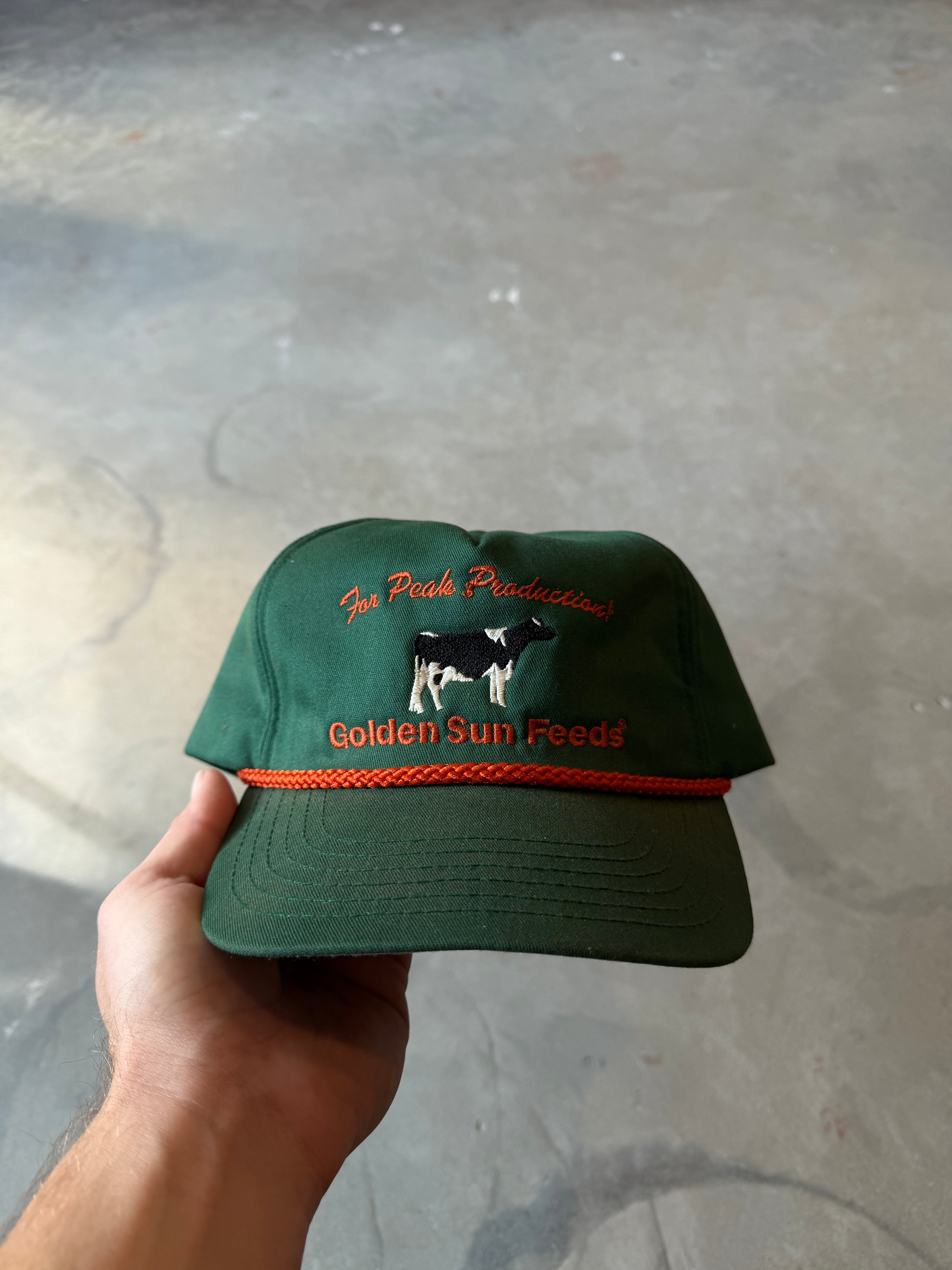 1990s Golden Sun Feeds Cow Rope Hat