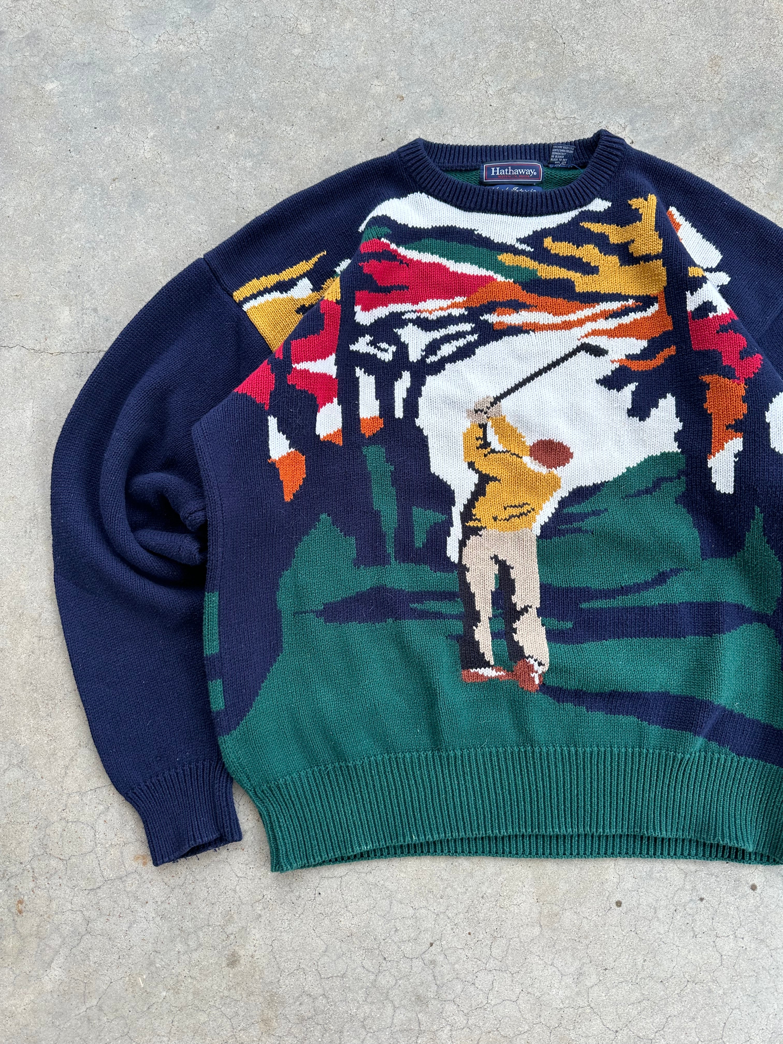 1990s Golf All Over Print Knitted Sweater (L)