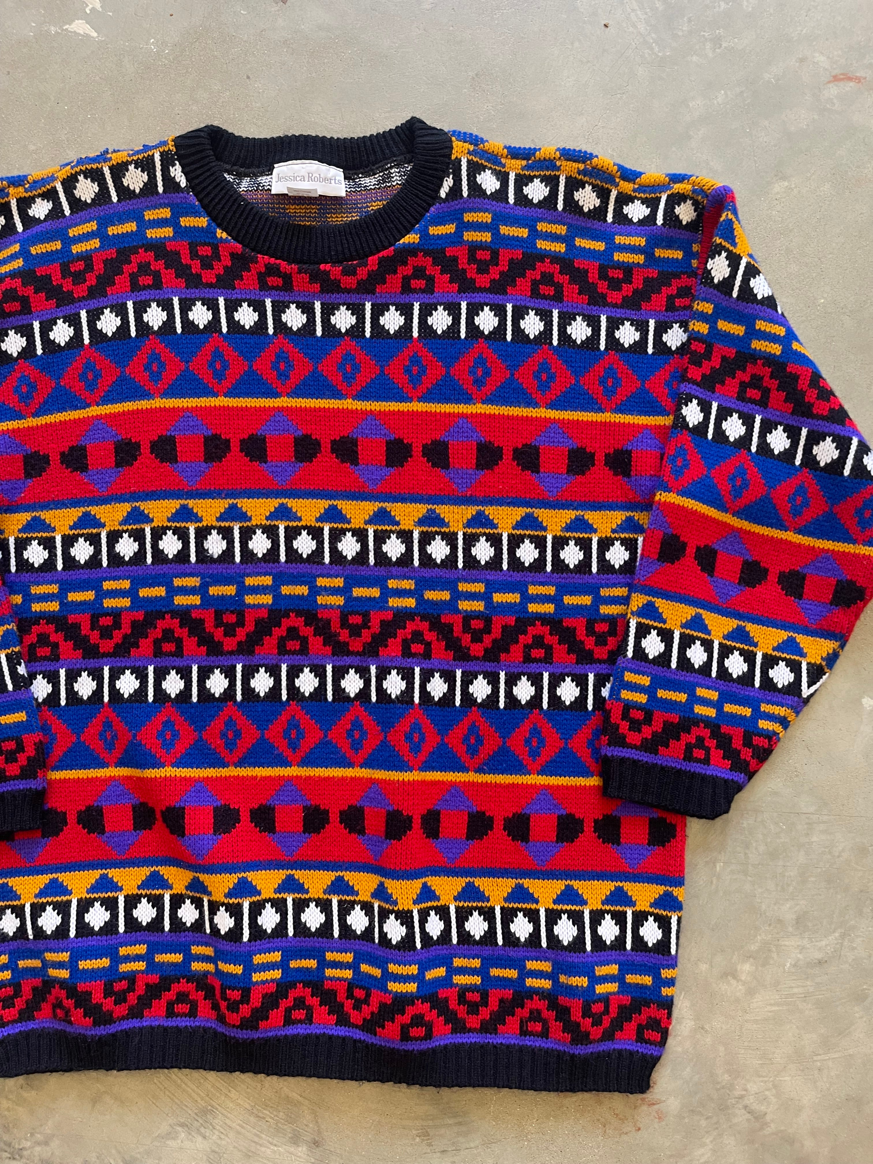 Vintage Aztec Style Knit Sweater (M)