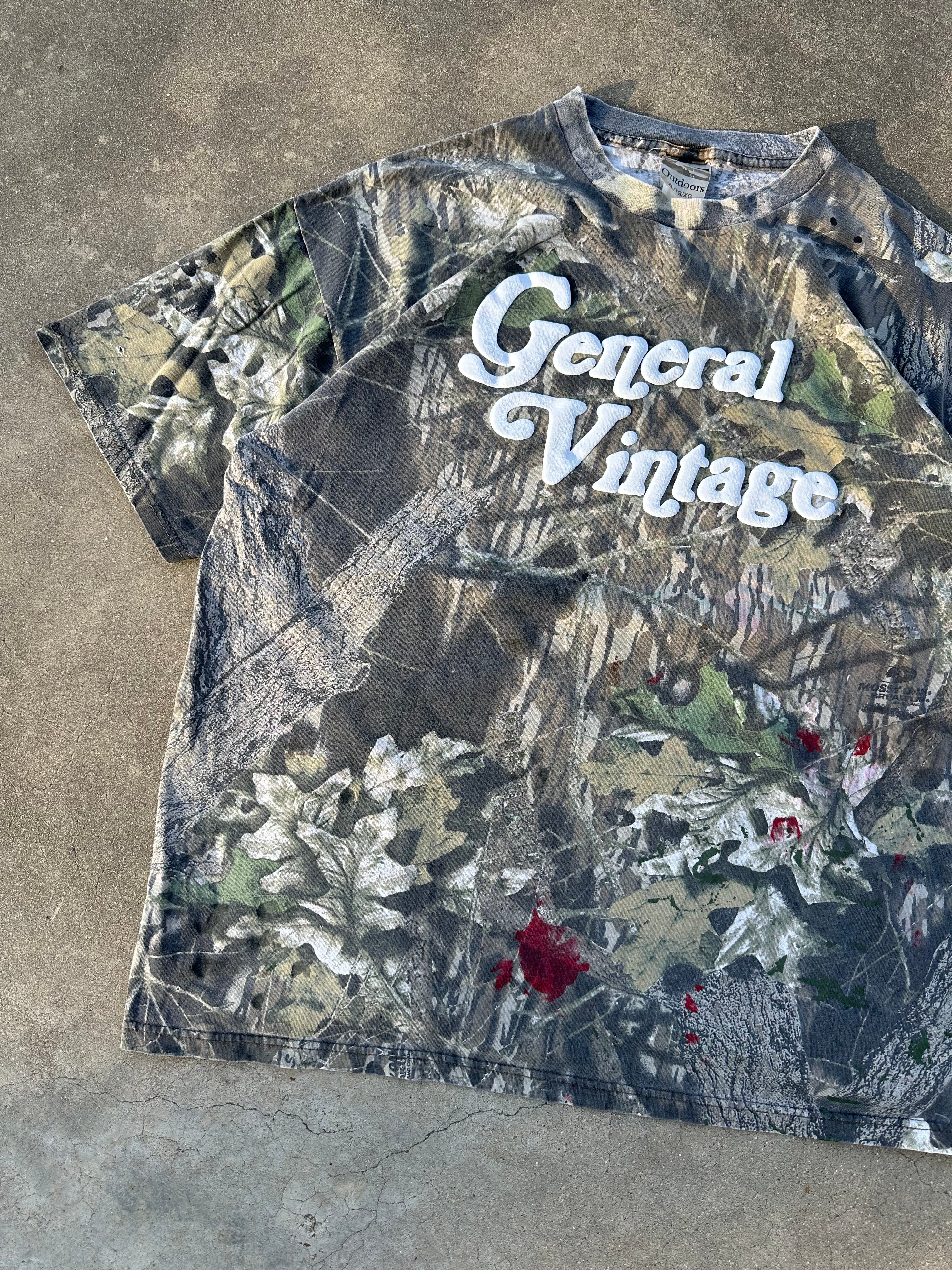General Vintage Distressed Camo Puff Print T-Shirt