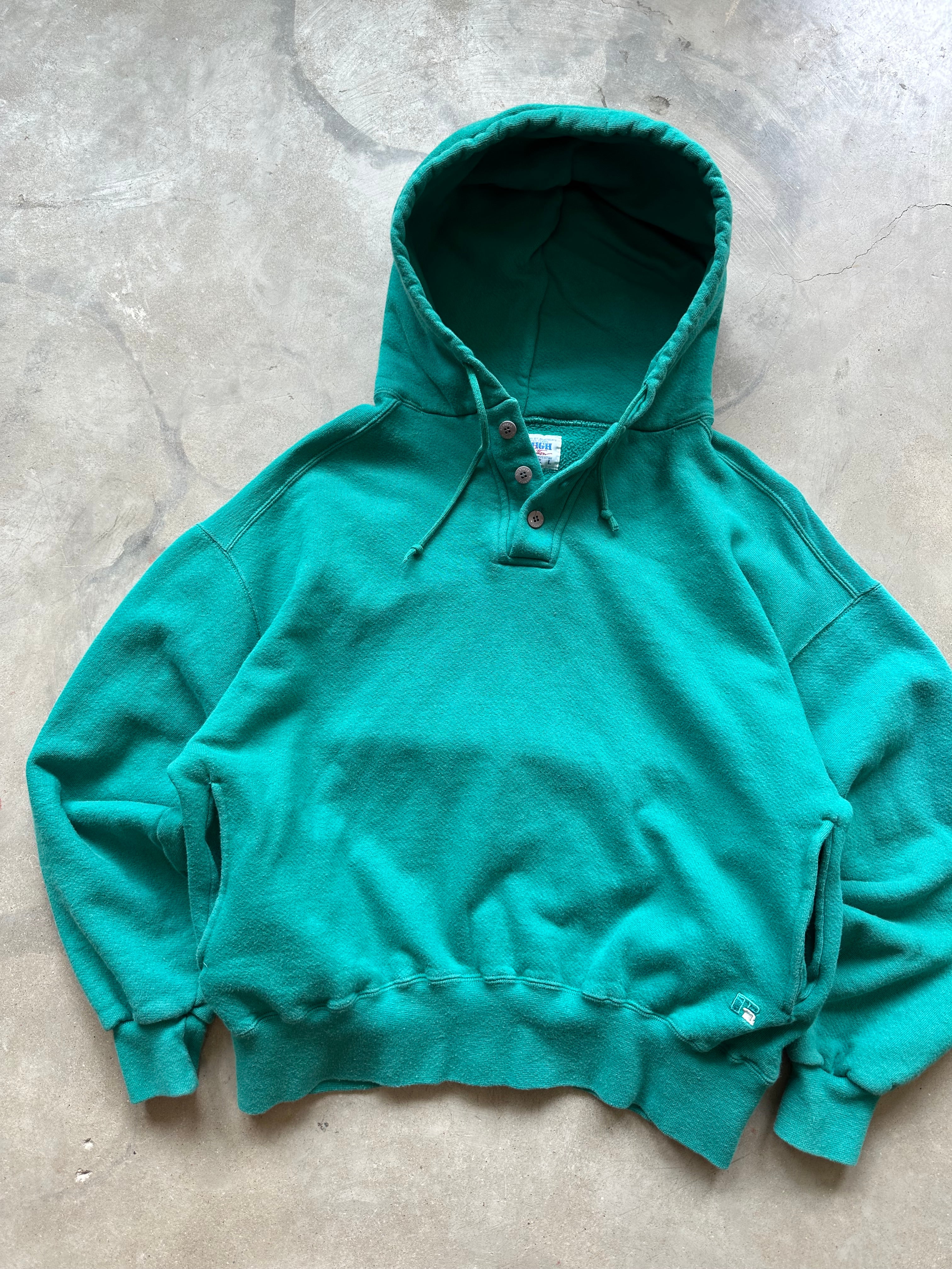 1990s Russell High Cotton Henley Hoodie (L)
