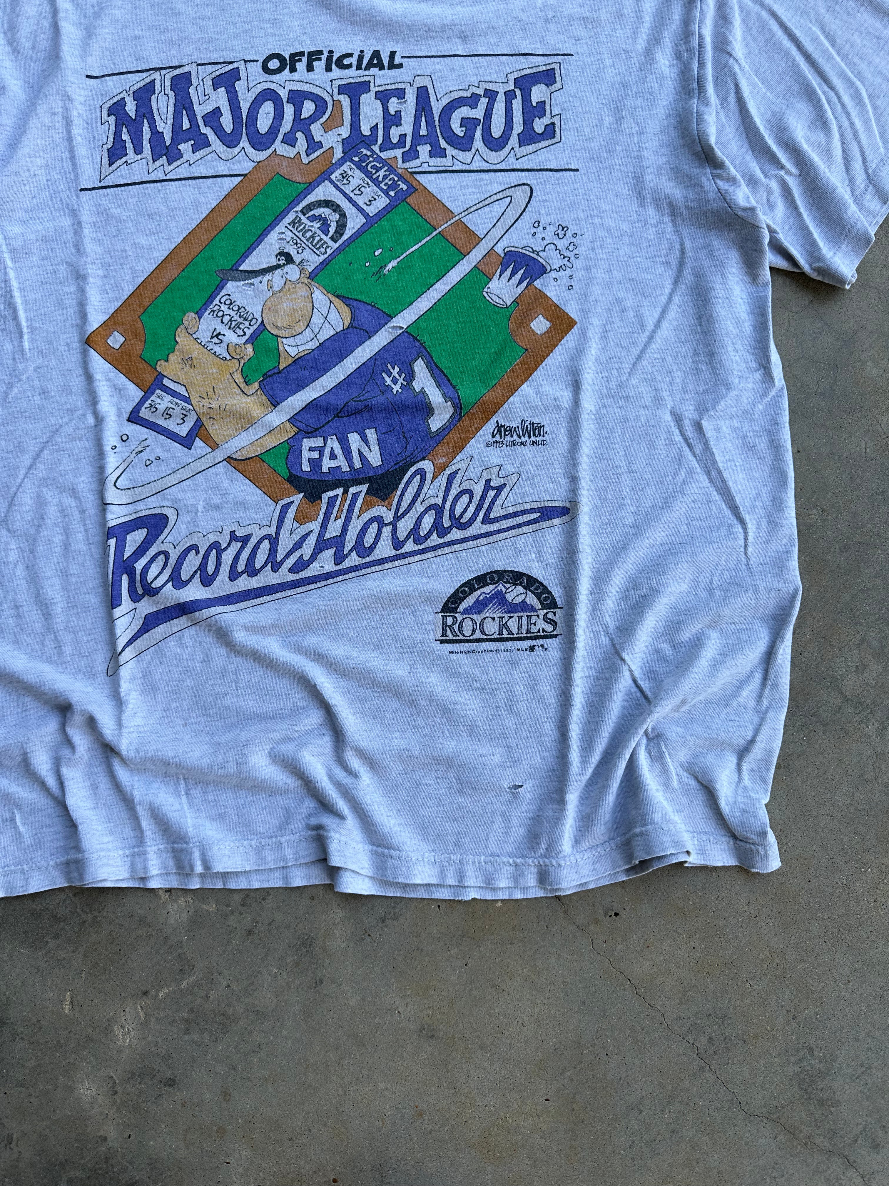 1993 Thrashed Colorado Rockies Record Holder T-Shirt (L)