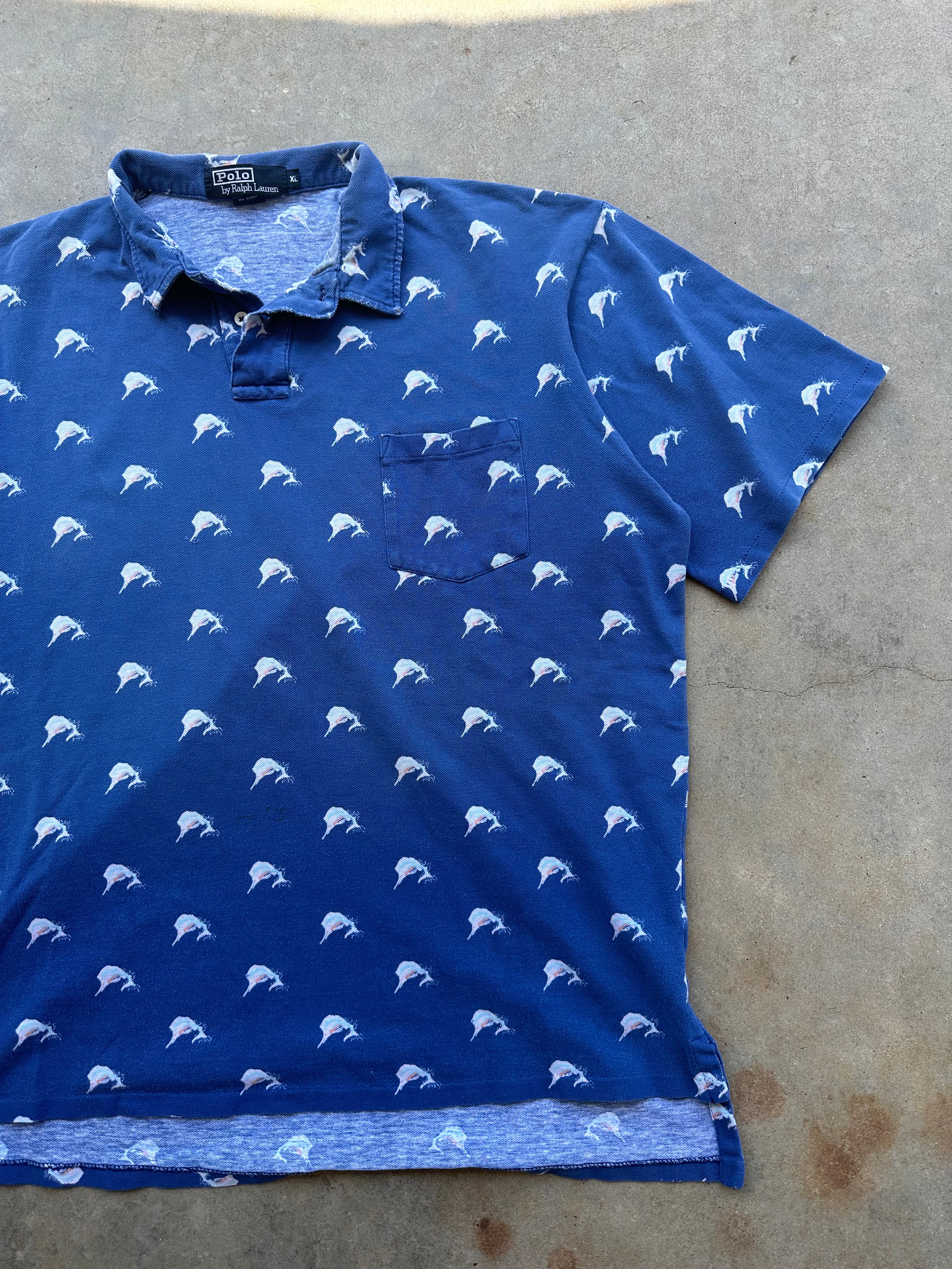 1990s Distressed Polo Swordfish Shirt (XL)