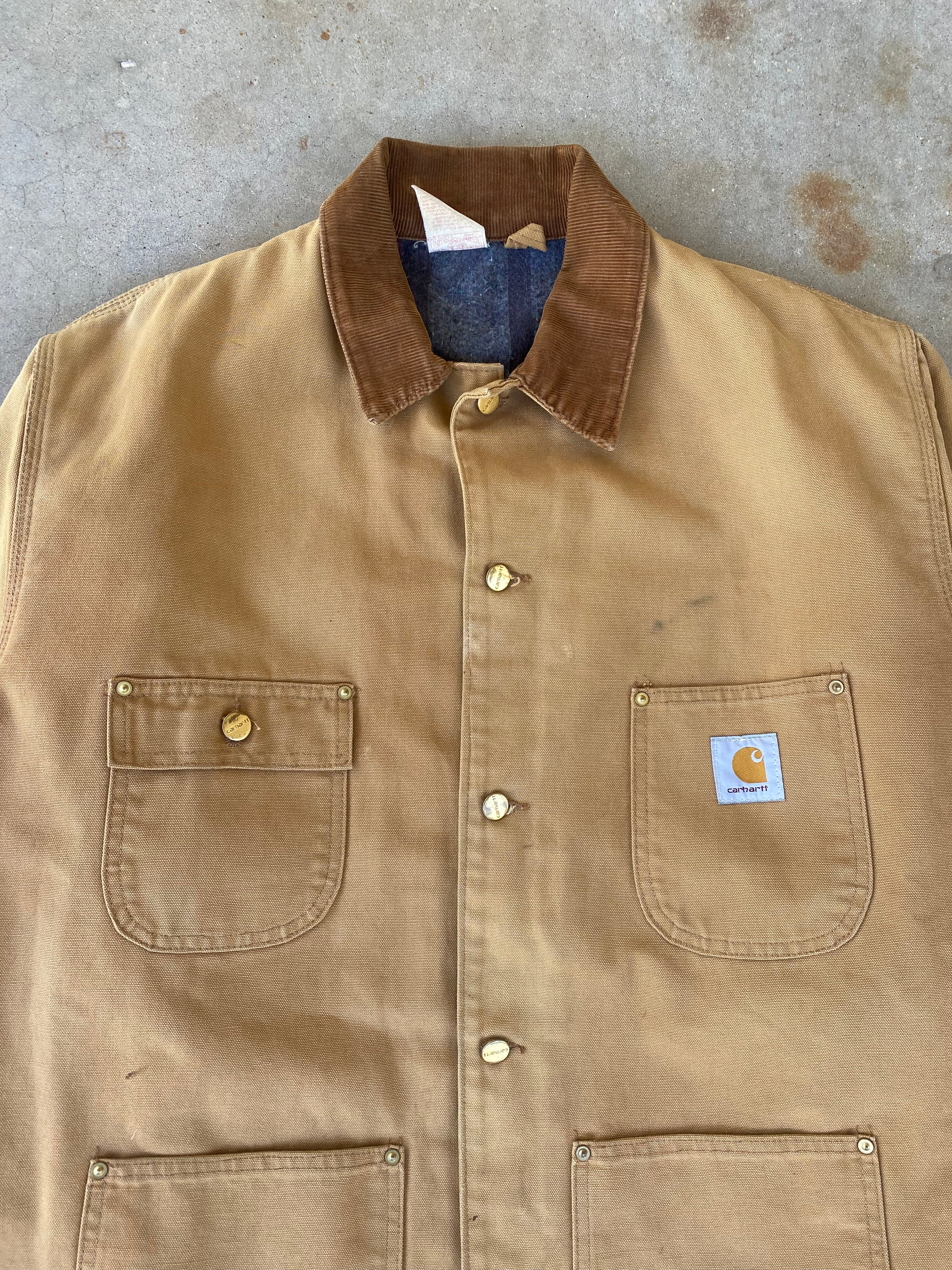 1980s Carhartt Tan Blanket Lined Chore Jacket (XL)