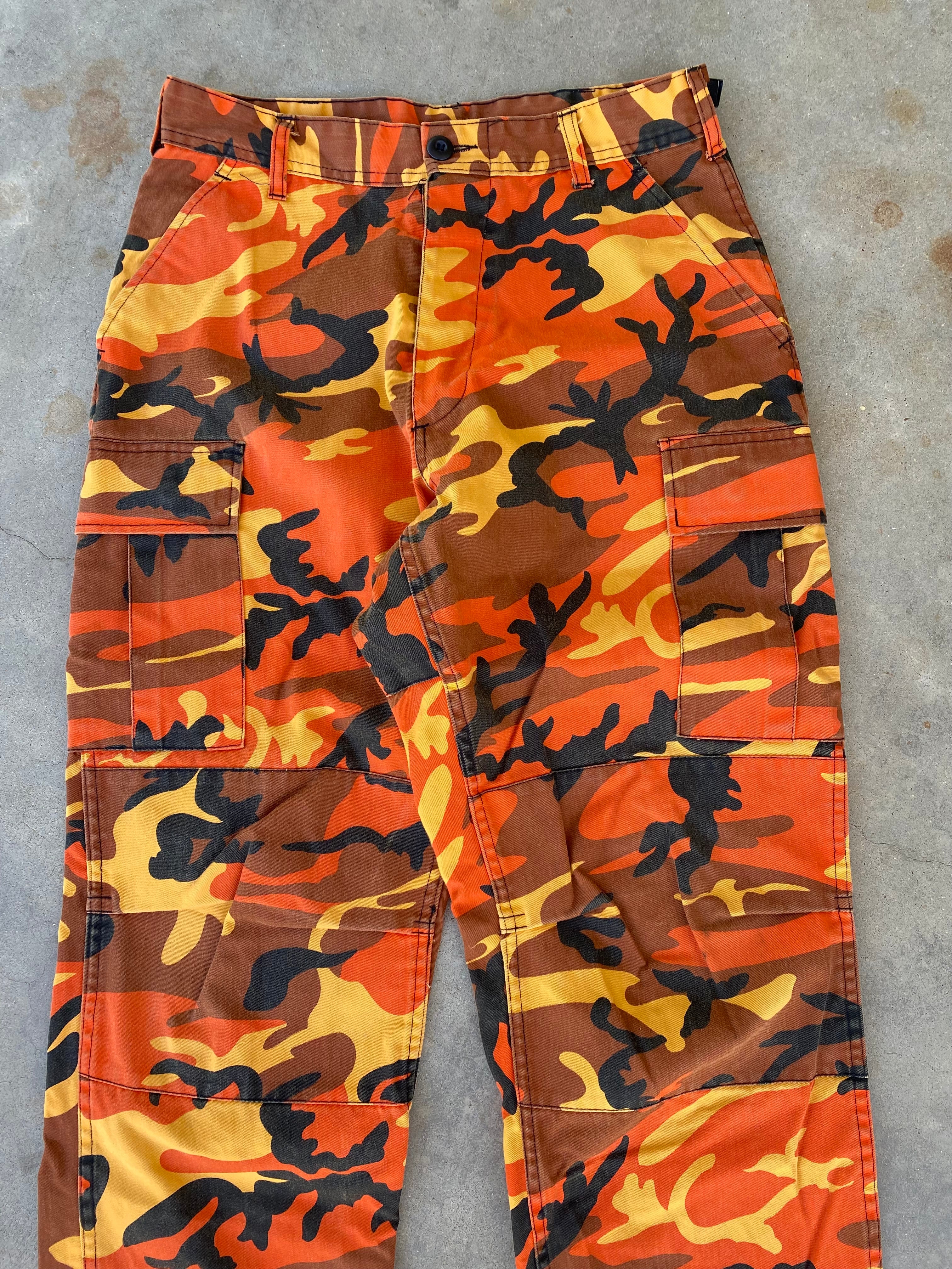 Military Orange Camo Cargo Pants (25.5-30"x30.5")